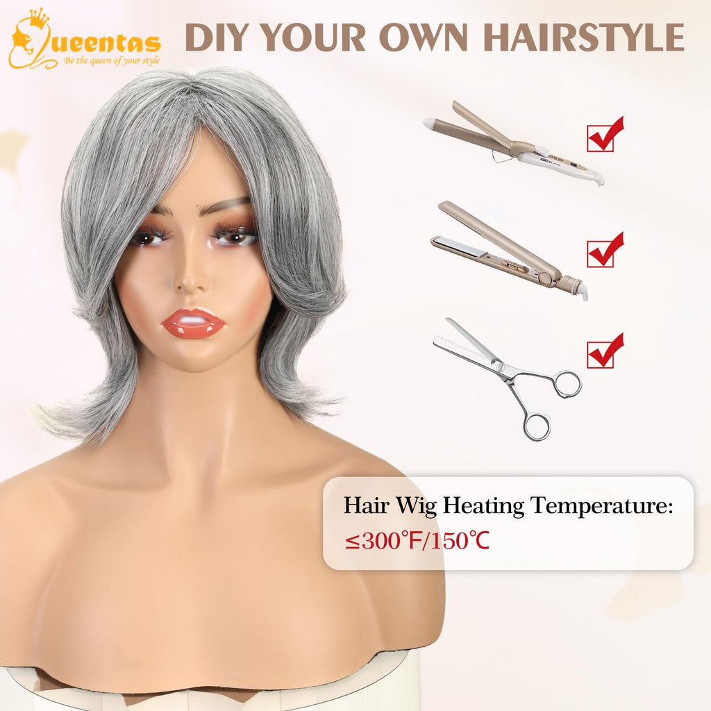 8" Layered Pixie Cut Synthetic Wig for Women Blonde Mixed Brown with Roots