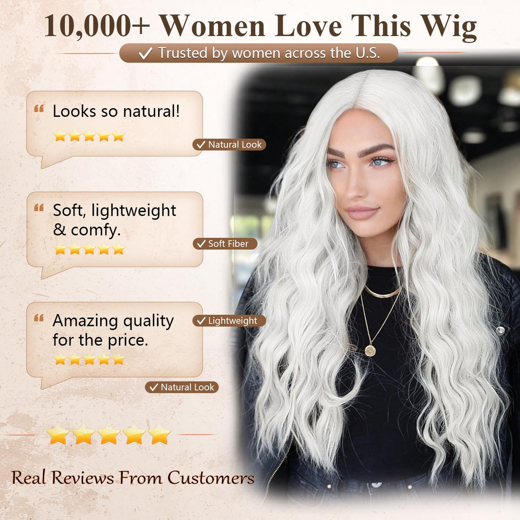 Nnzes Long Brown Mixed Blonde Wavy Wig 4x1 Lace Natural Hairline Middle Part Curly Heat-Resistant Synthetic Fiber for Women & Beginners Daily Party Use 26In