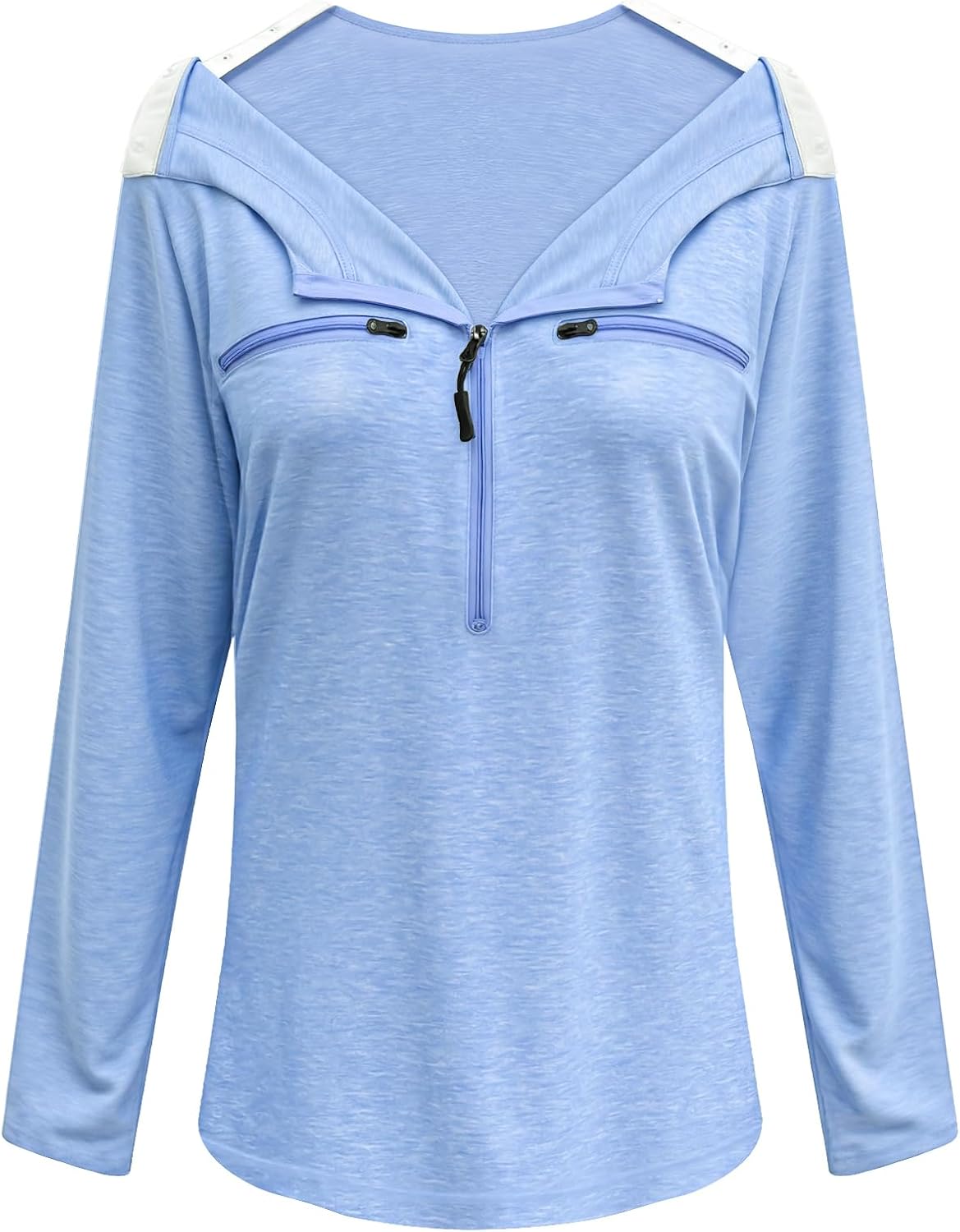 Chemo Port Shirts for Women Long Sleeve Post-Surgery Recovery with 2 Side Snaps Shoulder Surgery & Dialysis Recovery Shirts