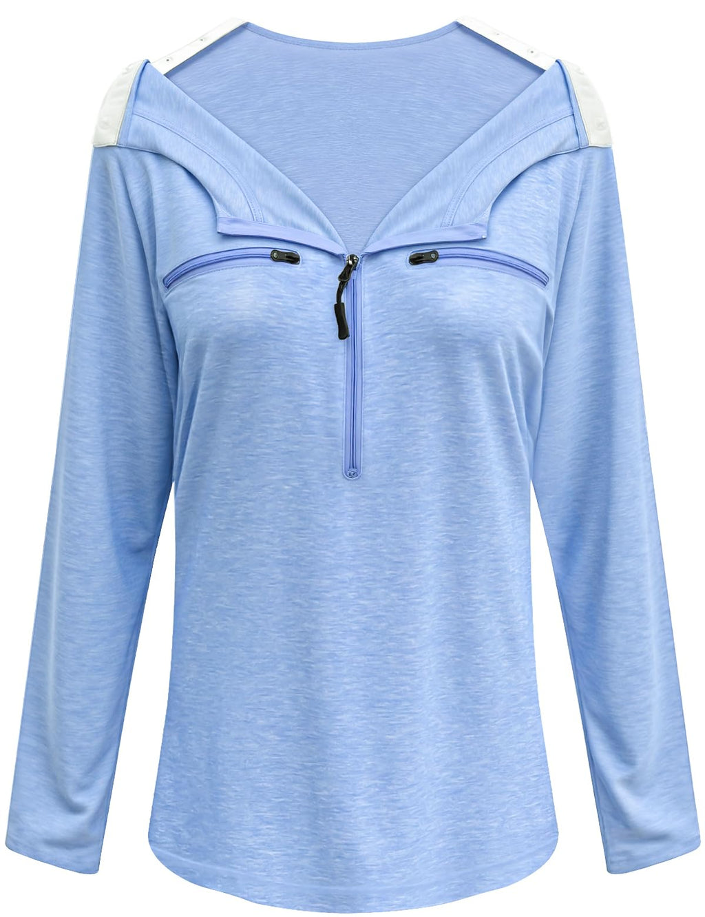 Chemo Port Shirts for Women Long Sleeve Post-Surgery Recovery with 2 Side Snaps Shoulder Surgery & Dialysis Recovery Shirts