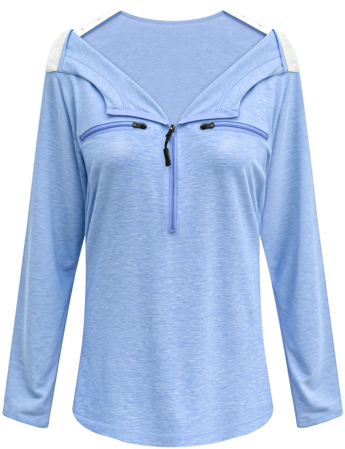 Chemo Port Shirts for Women Long Sleeve Post-Surgery Recovery with 2 Side Snaps Shoulder Surgery & Dialysis Recovery Shirts