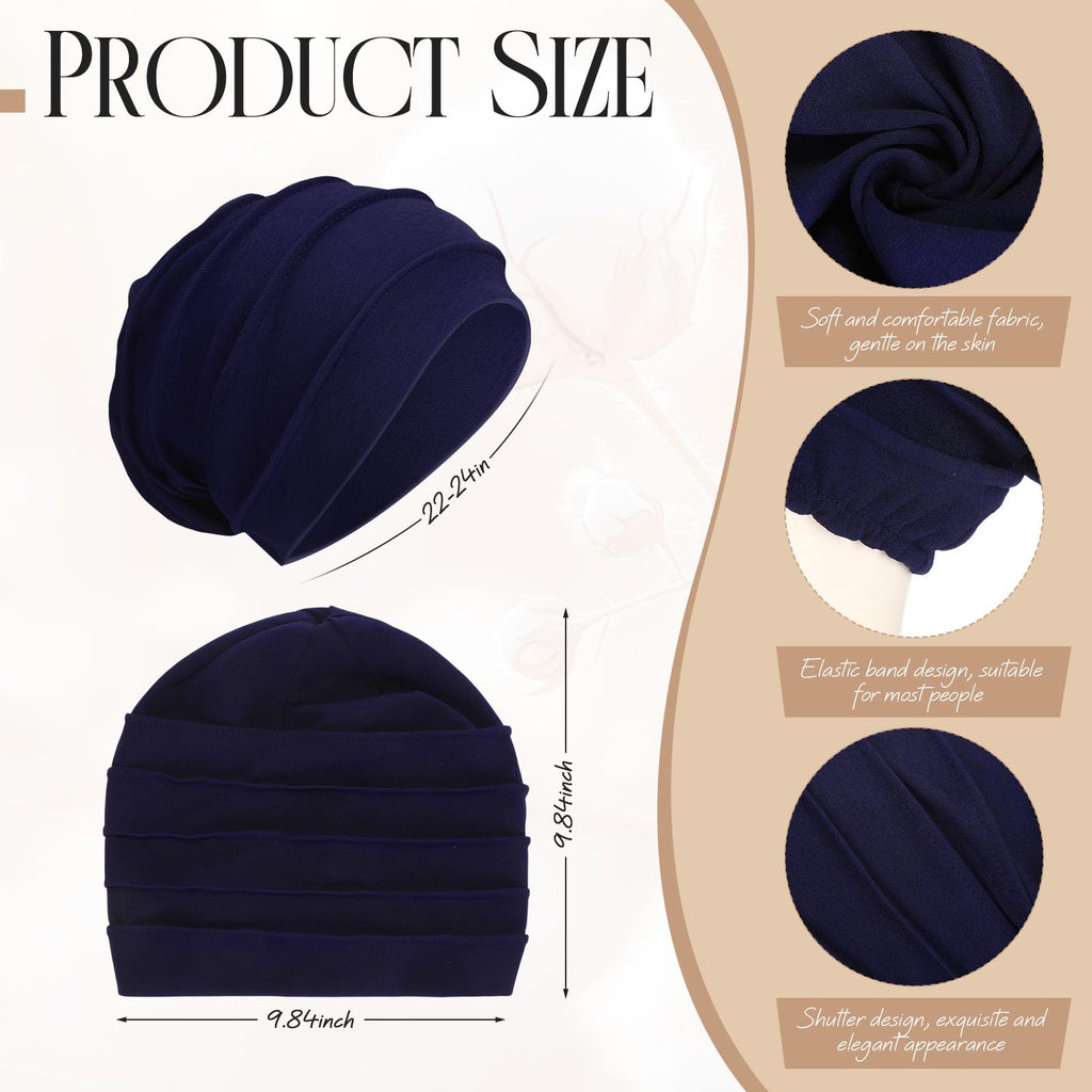 Geyoga 6 Pieces Chemo Headwear Caps for Women Cancer Slouchy Beanies Hats Warm Polyester Turban Hats Stretchy Sleeping