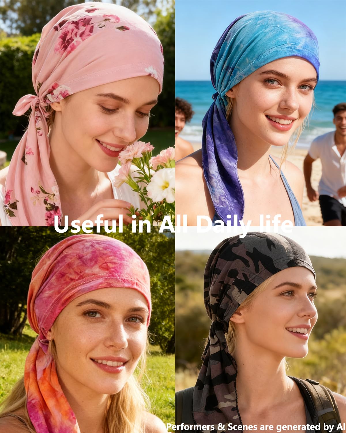 Chemo Headwear for Women Pre-Tied Head Scarf Headwraps Soft Turbans Cancer Hats Chemo Beanie Coverings Scarves