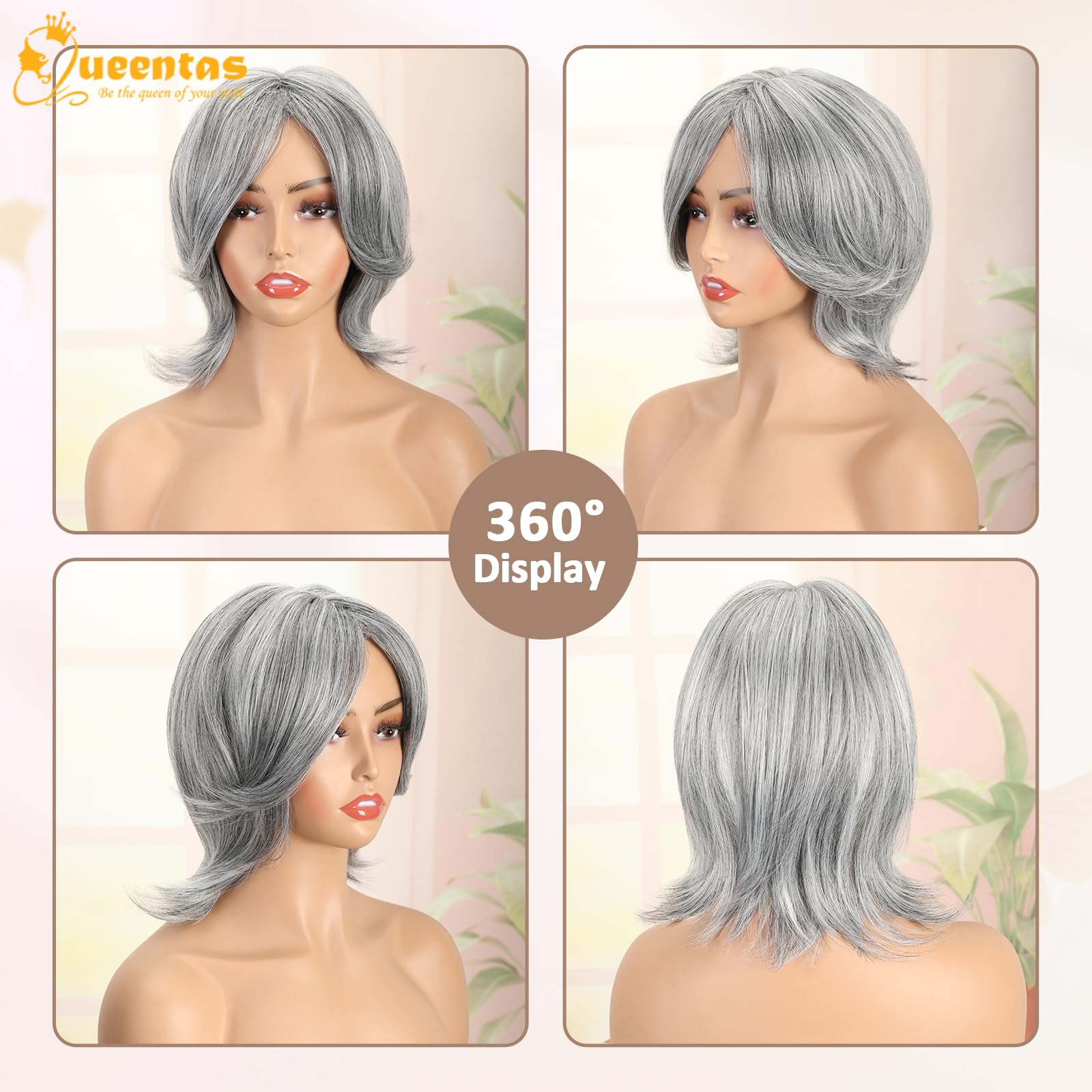 8" Layered Pixie Cut Synthetic Wig for Women Blonde Mixed Brown with Roots