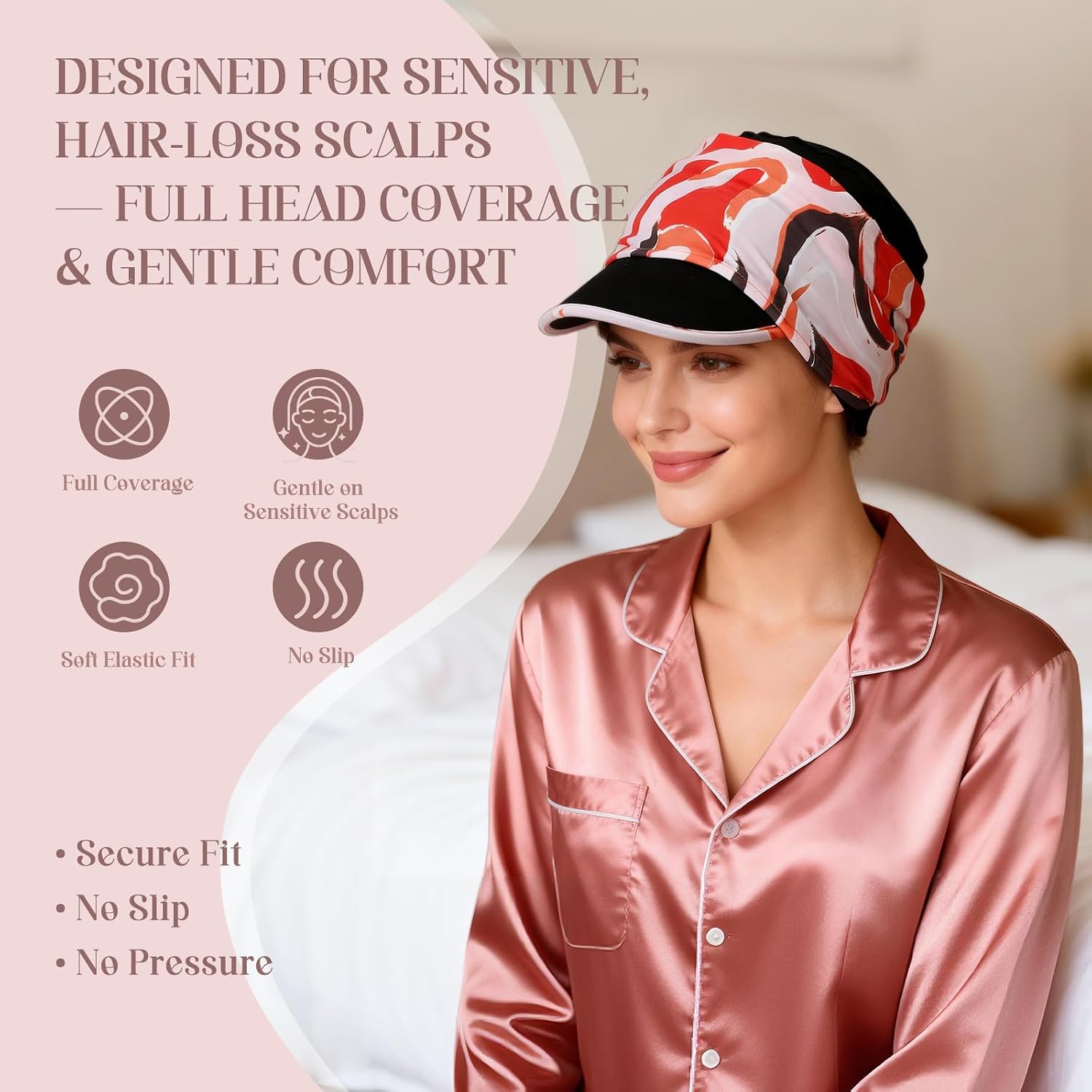 4 Pcs Stretch Chemo Headwear for Women, Soft Cancer Headwear, Viscose Newsboy Cap Elastic Cancer Hat for Hair Loss