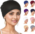 Cmonie 9-12 Pcs Solid Women Chemo Hat Stretchy Turban Beanie