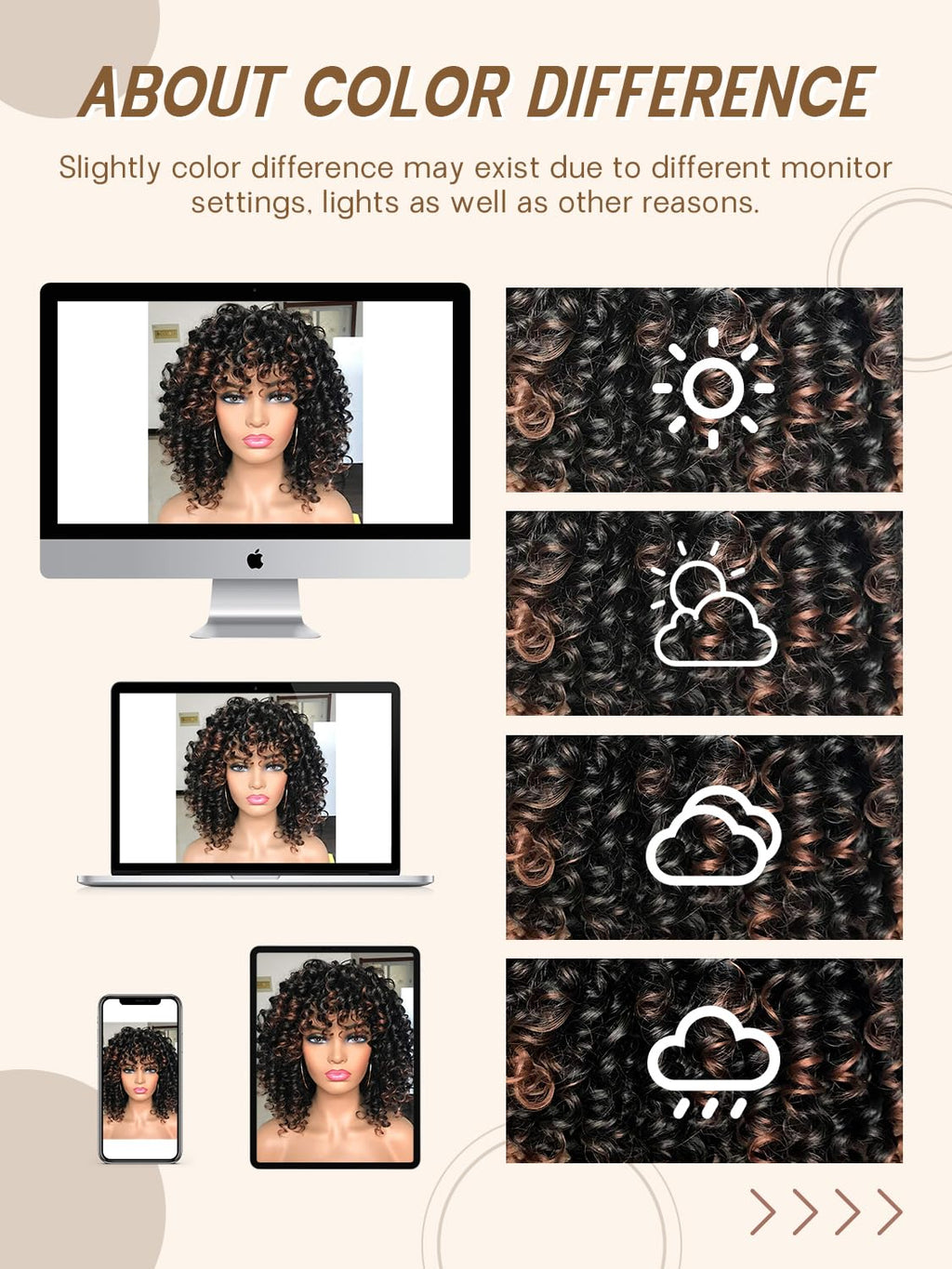 Curly Afro Wigs for Black Women Kinky Curly Wig with Bangs Synthetic Fiber Natural Looking Glueless Hair for Daily Wear