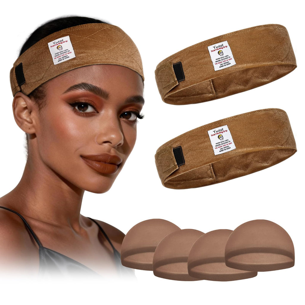 2 Pack Wig Grip Band - Velvet Wig Grips Adjustable Headband Stay Put No Slip Edge Saver