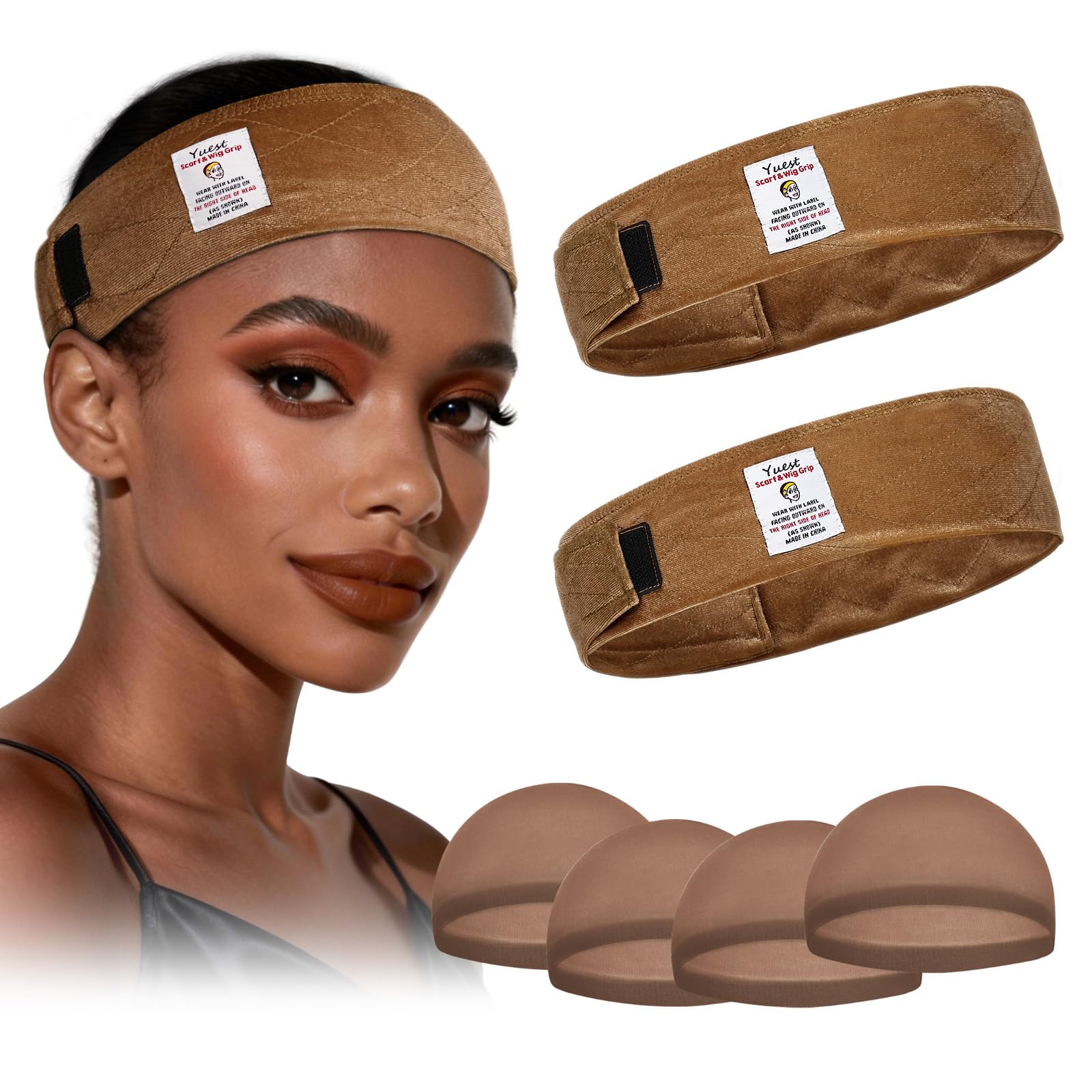 2 Pack Wig Grip Band - Velvet Wig Grips Adjustable Headband Stay Put No Slip Edge Saver