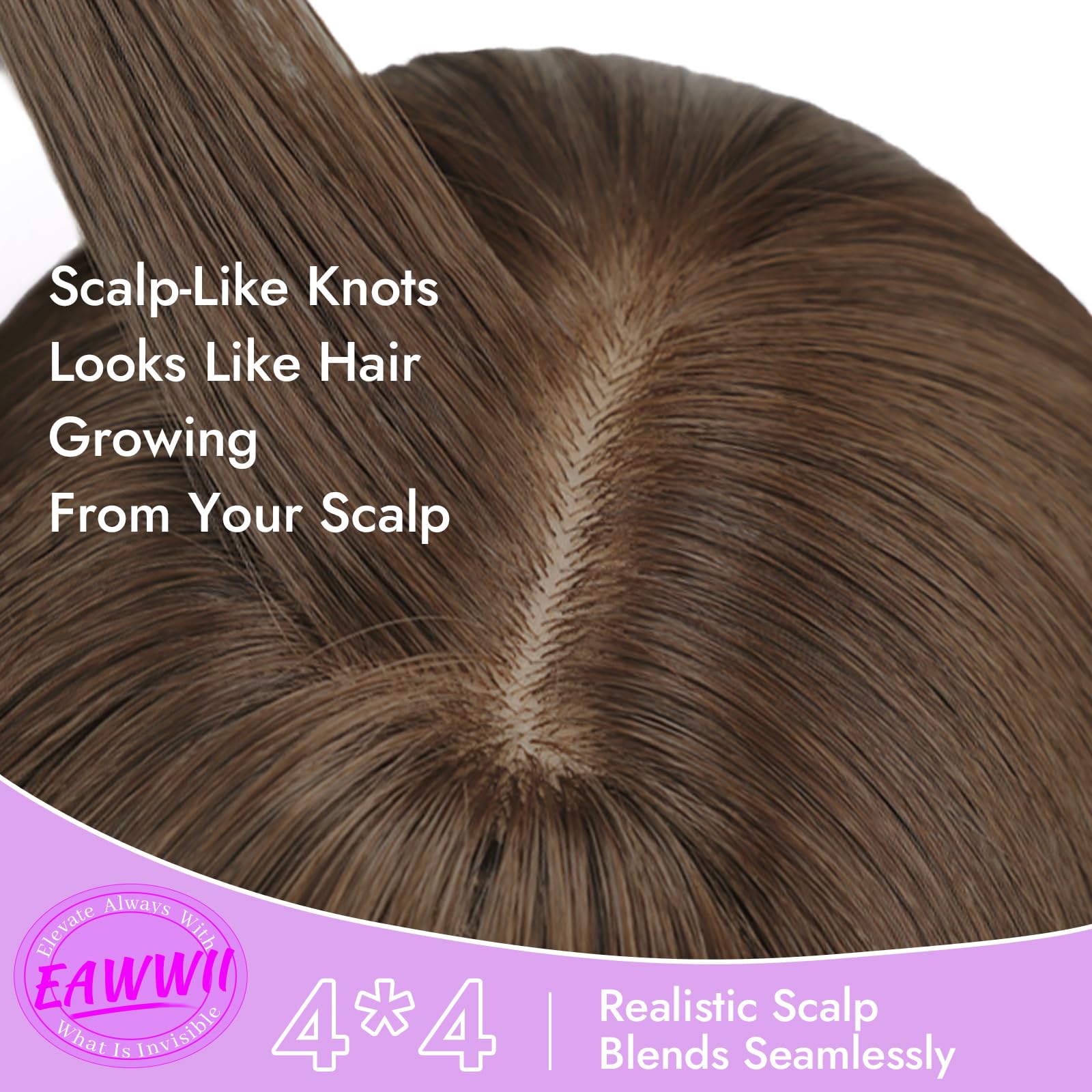 Eawwii Wig with Bangs for Women,Brown Blonde Synthetic 4x4 Scalp Wigs