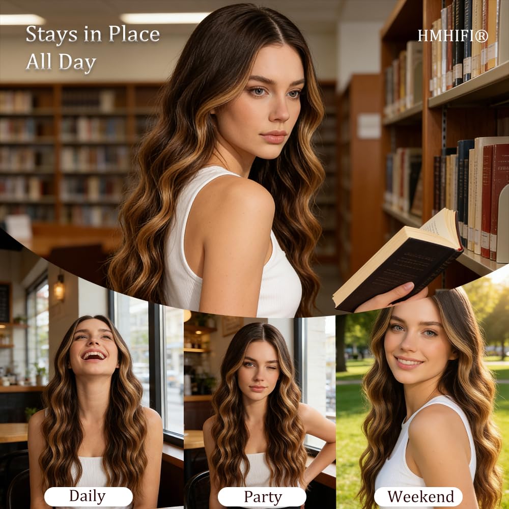 HMHIFI Blonde Wig for Women,26 Inch Long Wavy Curly Middle Part Hair
