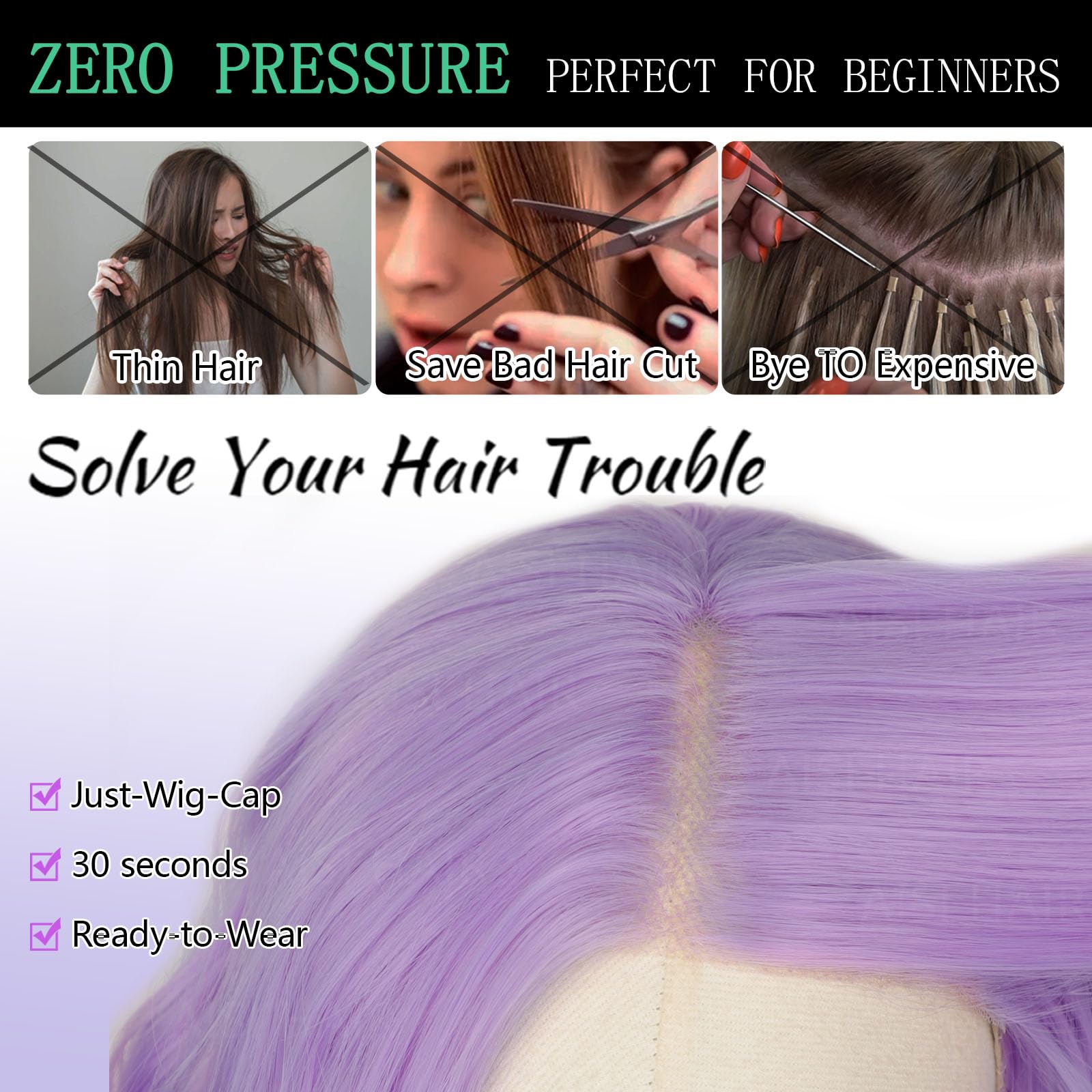AISI HAIR 14Inch Dark to Light Blonde Wig for Women,Wave Synthetic Lace Wig