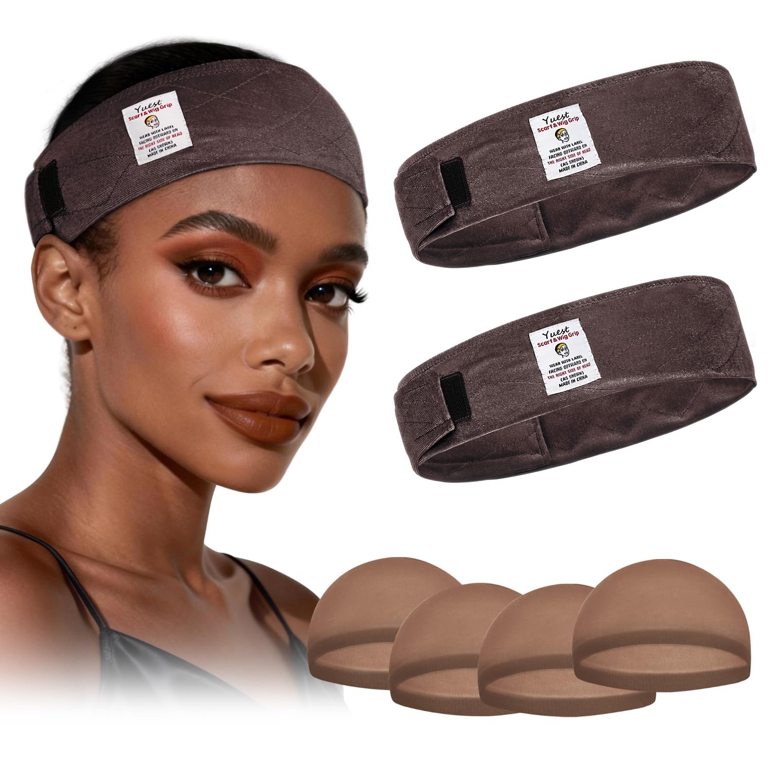 2 Pack Wig Grip Band - Velvet Wig Grips Adjustable Headband Stay Put No Slip Edge Saver