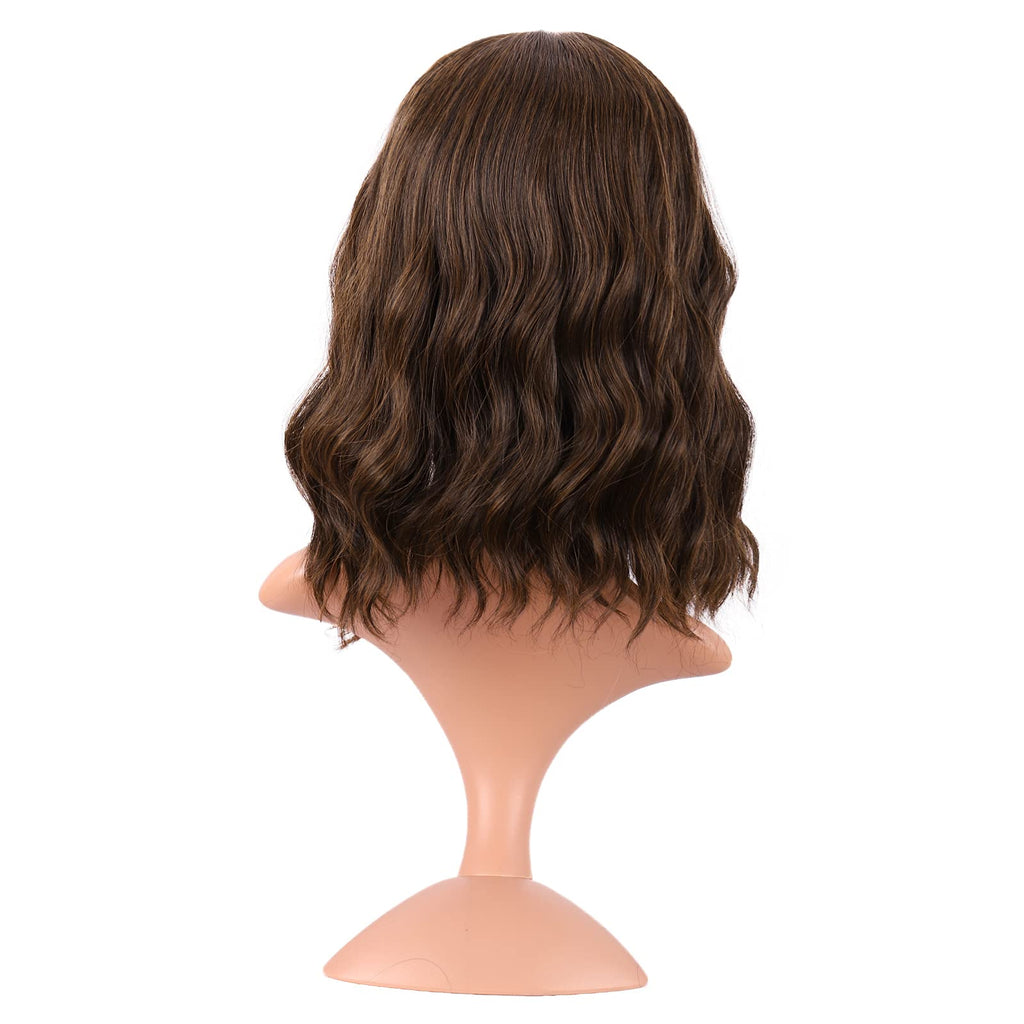 MapofBeauty 14 Inch Short Curly Women Flat Bangs Bob Wig, Black