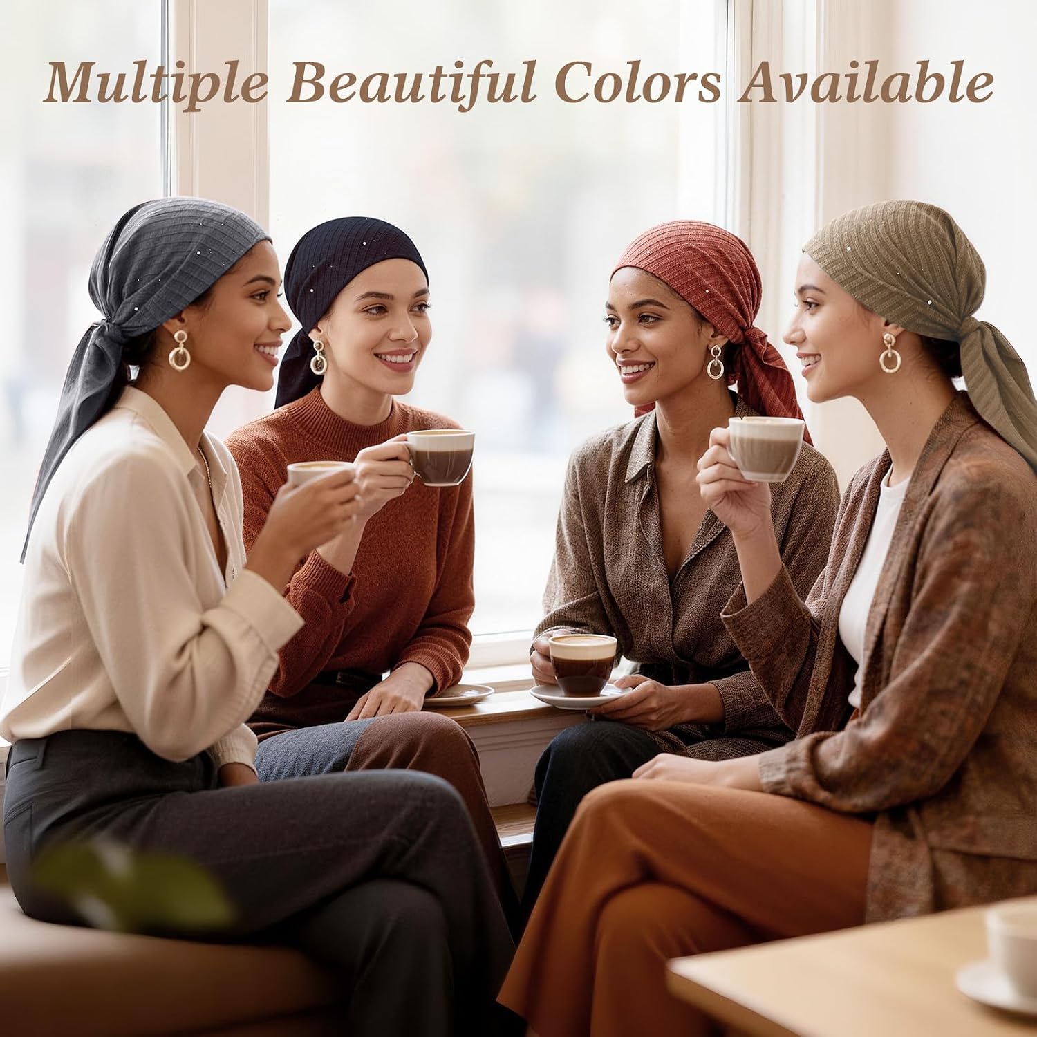 Pretied Head Scarves for Women – Fashionable Glitter Turban Head Wraps, Stylish Chemo Headwear, Elegant Hair Coverings