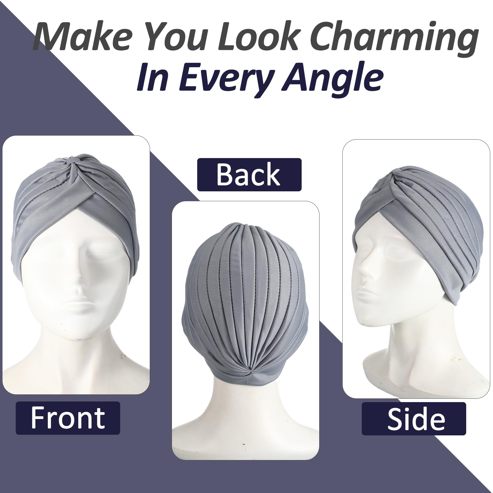 Syhood 22 Pieces Stretch Turbans Chemo Head Wrap Cancer Head Beanie Twisted Turban Cap Cover Hats for Women