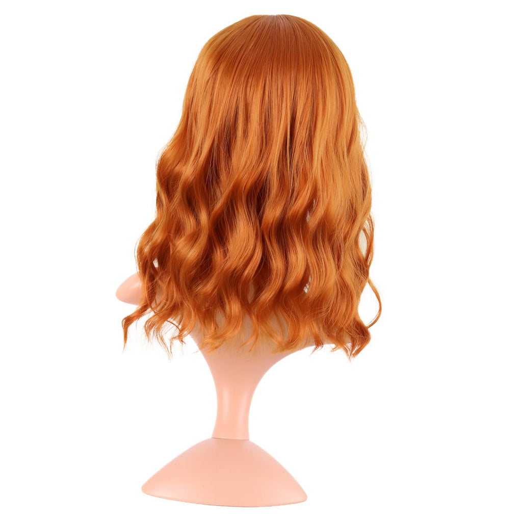 MapofBeauty 14 Inch Short Curly Women Flat Bangs Bob Wig, Black