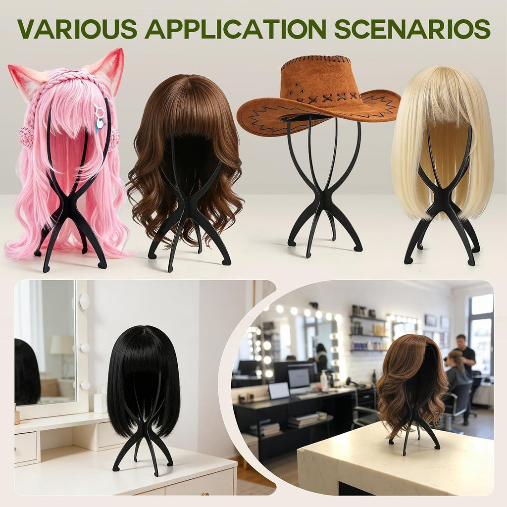Wig Head Stand with Wig Brush Comb Set Travel Wigs Holder Comb Set for Women Human and Synthetic Hair | 2in 1 Wig Milk Spray & Shampoo Hydrates & Moisturizes, Promotes Silkiness & Shine Easy Combing