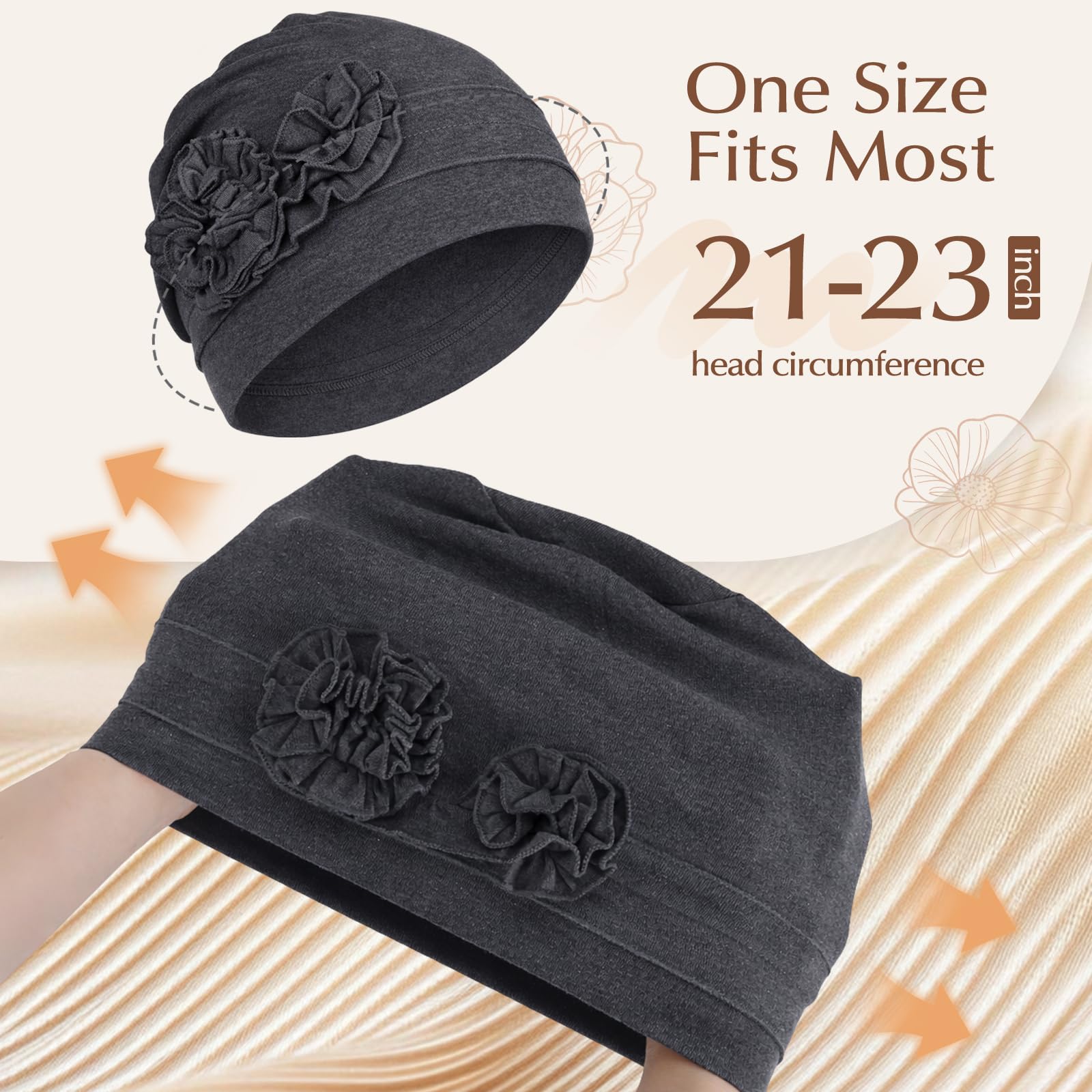 4 Pcs Stylish Cotton Chemo Headwear for Women, Soft Chemo Hats for Hair Loss