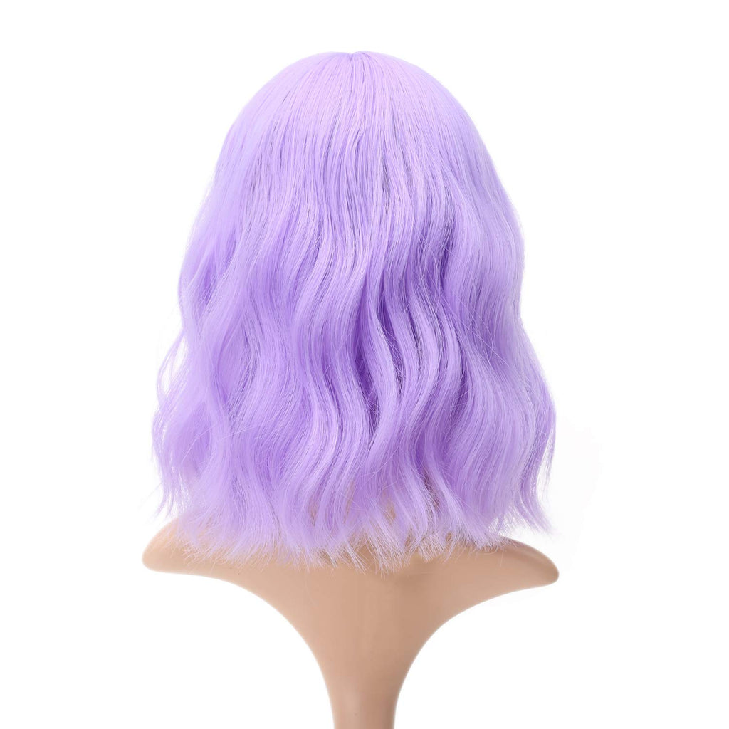 FAELBATY Blonde Wave Short Bob Wigs With Air Bangs Shoulder Length Wig For Women and Girls Curly Wavy Synthetic Cosplay Costume Wig (12" Mix blonde and gold)