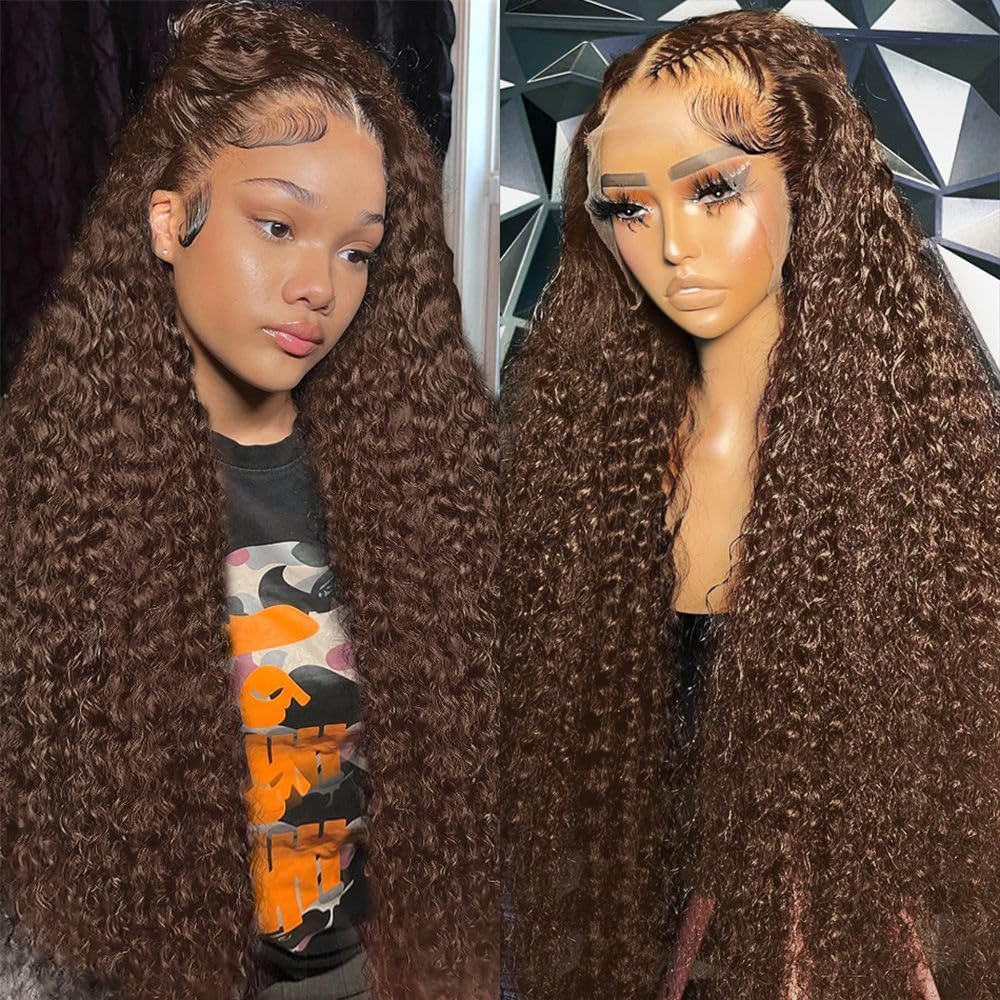 13x6 Deep Wave Lace Front Wigs Human Hair Glueless Wig 200 Density 30 Inch