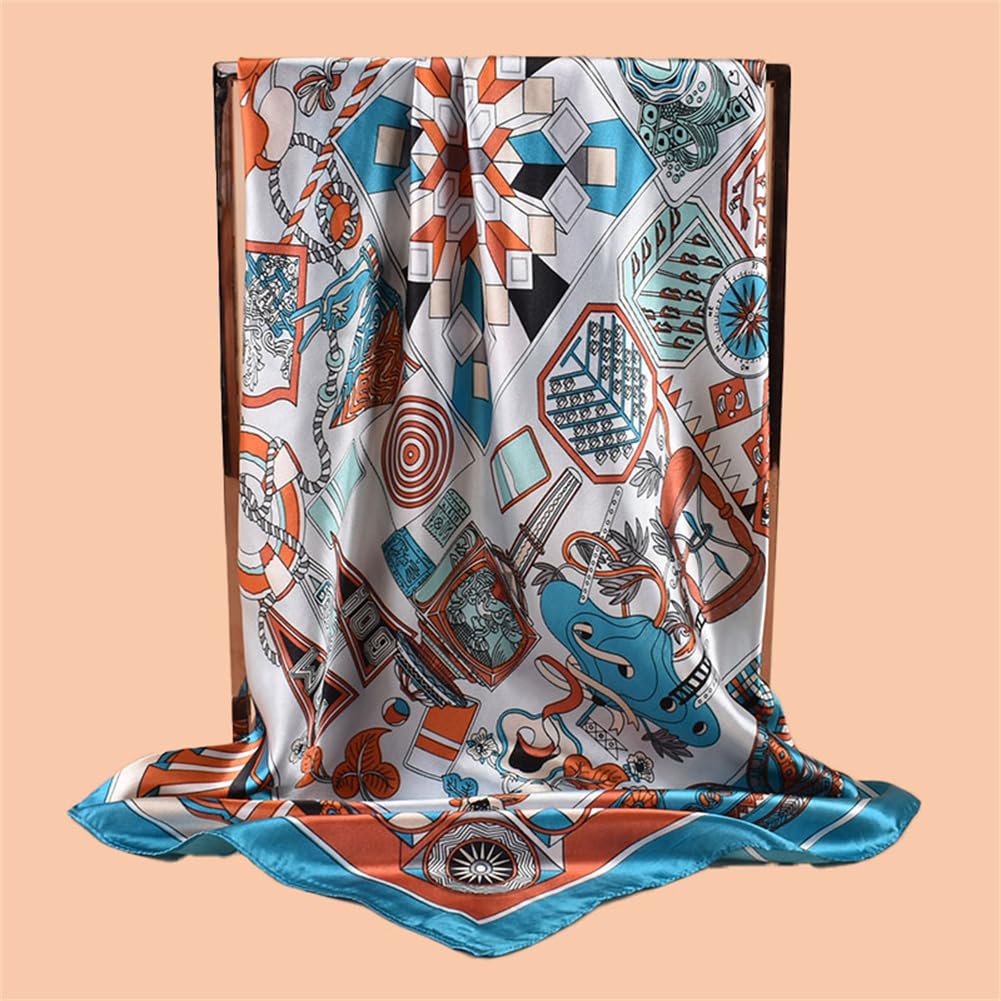 4Pcs Silk Head Scarves for Women Satin Hair Scarf 35”Large Square Bandana Silk Like Neck Scarf Shawl