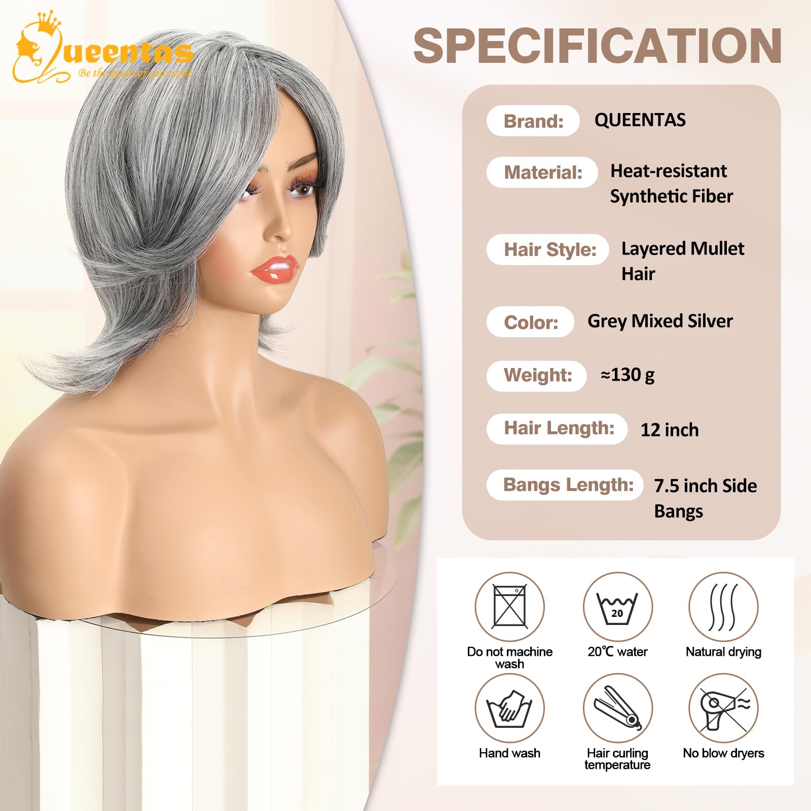 8" Layered Pixie Cut Synthetic Wig for Women Blonde Mixed Brown with Roots