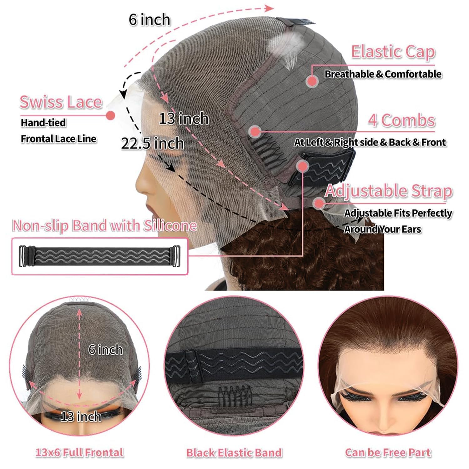 13x6 Deep Wave Lace Front Wigs Human Hair Glueless Wig 200 Density 30 Inch