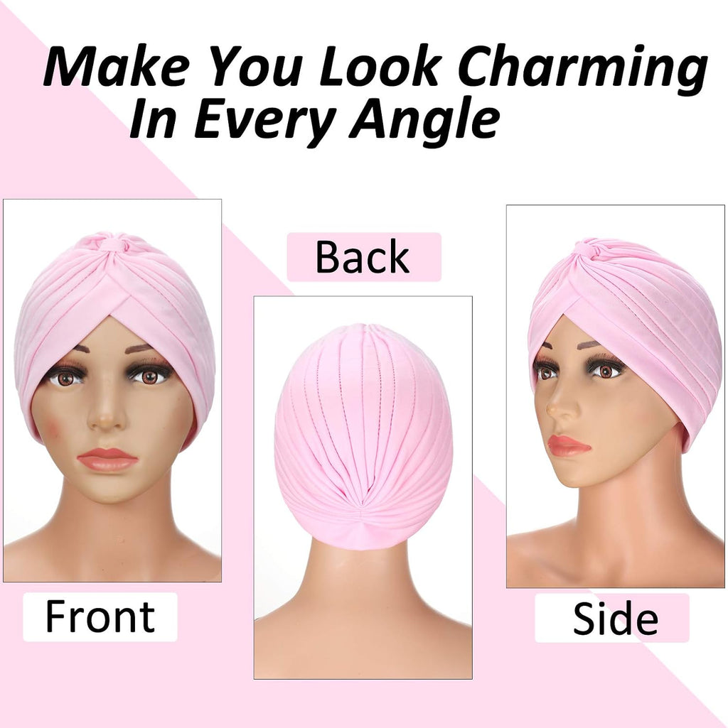 Syhood 22 Pieces Stretch Turbans Chemo Head Wrap Cancer Head Beanie Twisted Turban Cap Cover Hats for Women