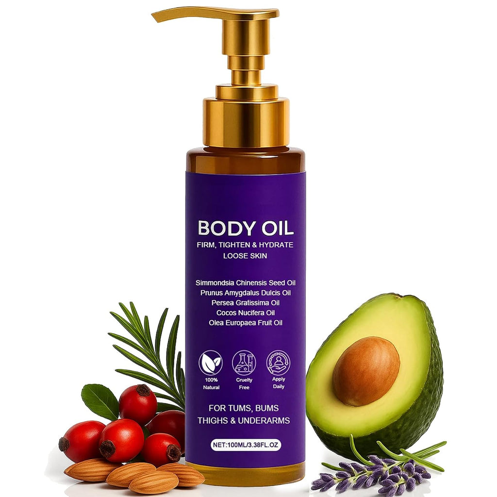 Body Firming Oil, Luxury Body Oil for Crepe Skin, 8 Natural Plant Cold-Pressed Oils, Deep Hydration & Moisturize, Firming Tightening & Hydrating Body Serum, Smooths Skin for Women