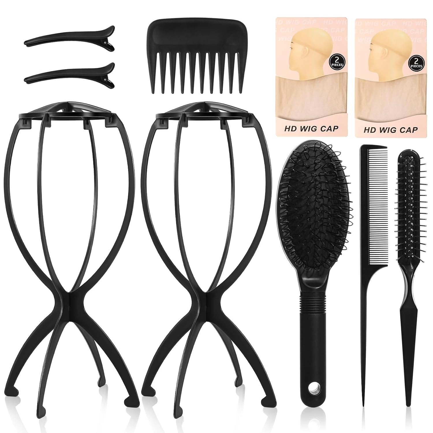 obeoby Wig Stand and Wig Brush Comb Set for Human and Synthetic Hair