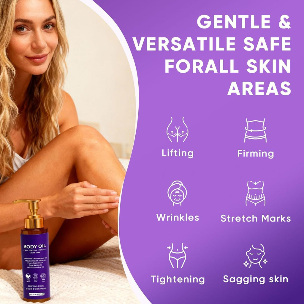 Body Firming Oil, Luxury Body Oil for Crepe Skin, 8 Natural Plant Cold-Pressed Oils, Deep Hydration & Moisturize, Firming Tightening & Hydrating Body Serum, Smooths Skin for Women