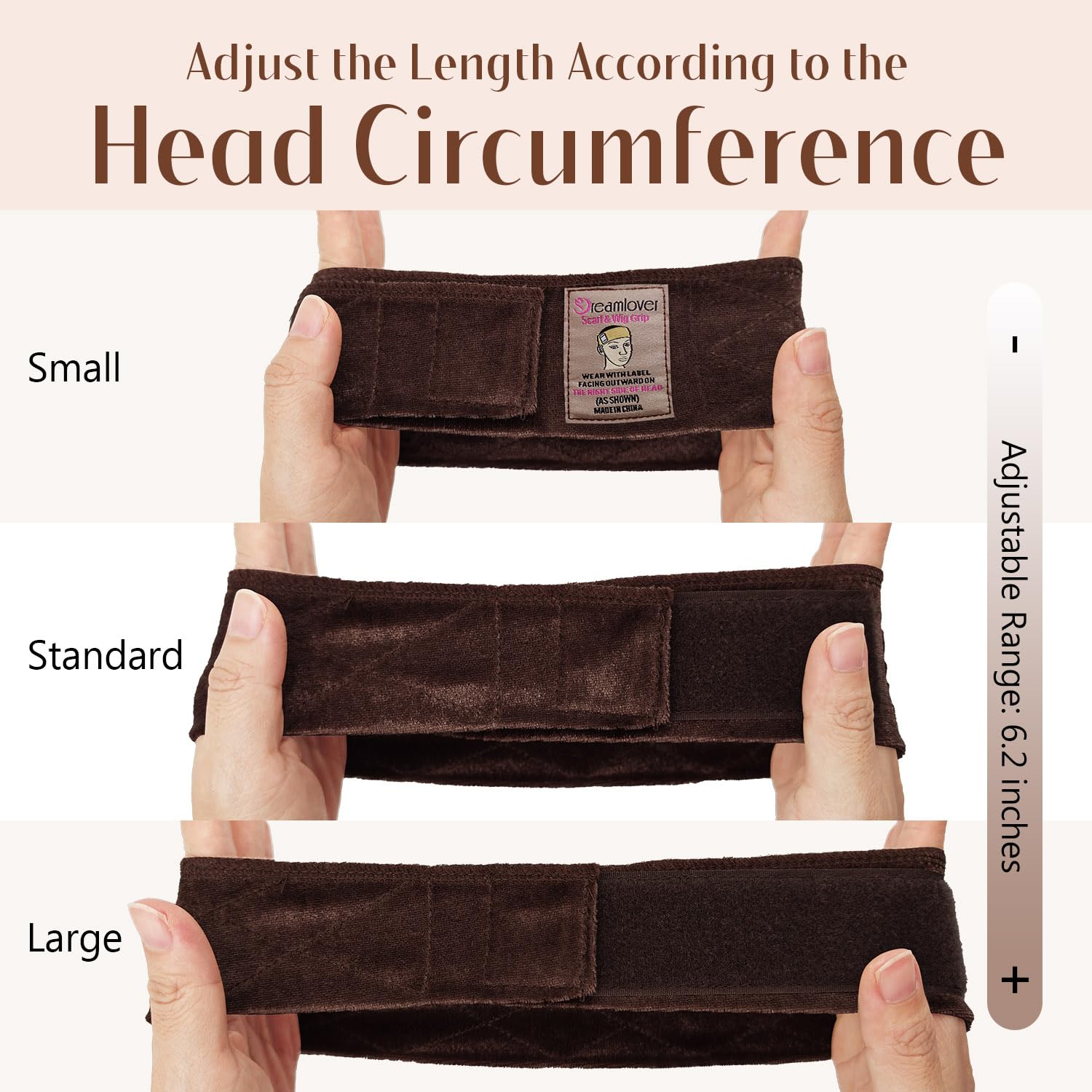 Dreamlover Wig Grip Band, Non-Slip 2 PCS Adjustable Headband for Wigs, Nude