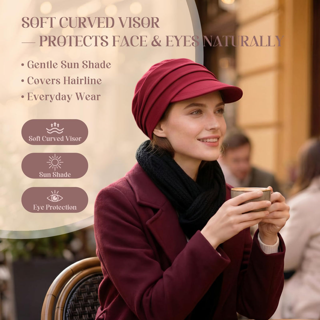 4 Pcs Stretch Chemo Headwear for Women, Soft Cancer Headwear, Viscose Newsboy Cap Elastic Cancer Hat for Hair Loss