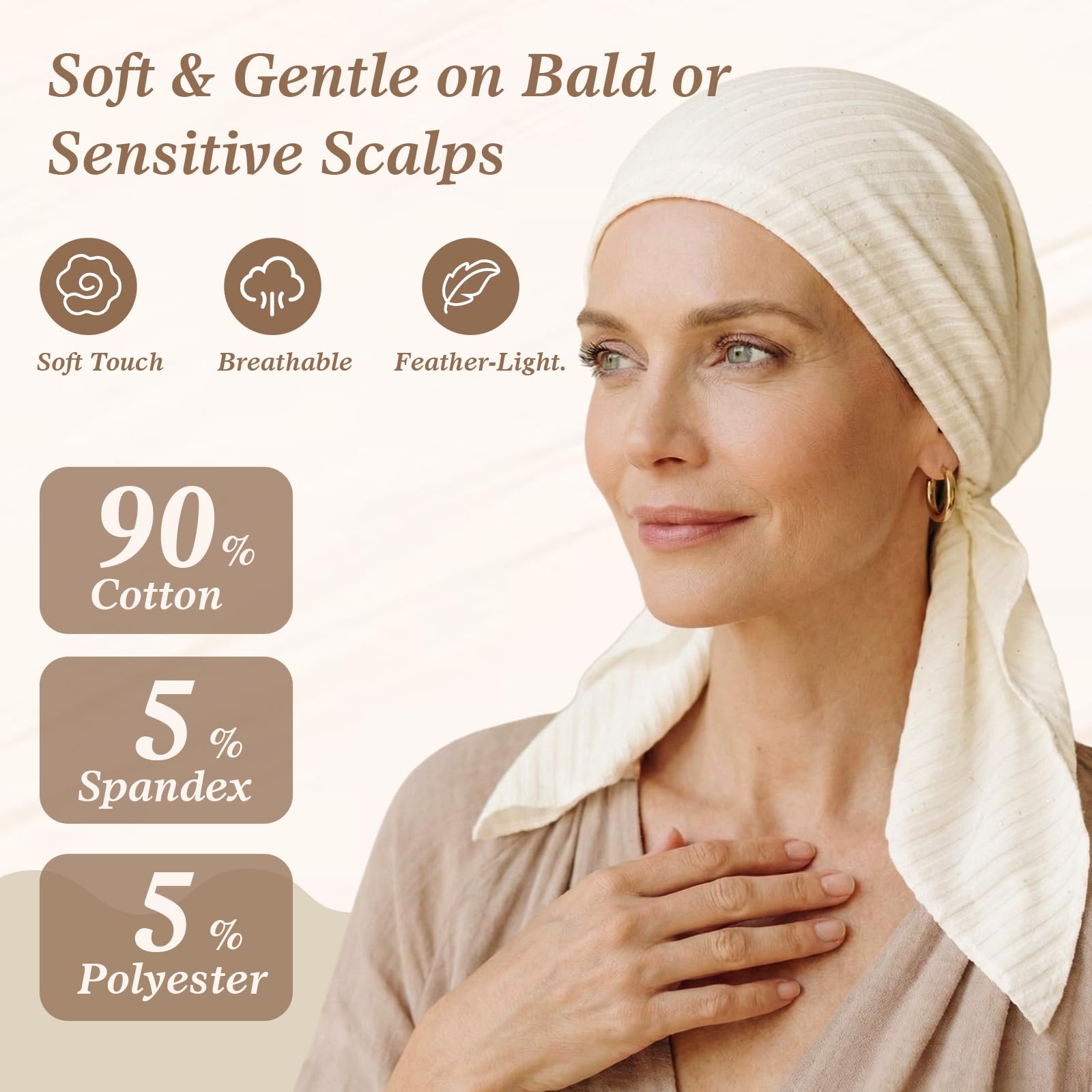 Pretied Head Scarves for Women – Fashionable Glitter Turban Head Wraps, Stylish Chemo Headwear, Elegant Hair Coverings