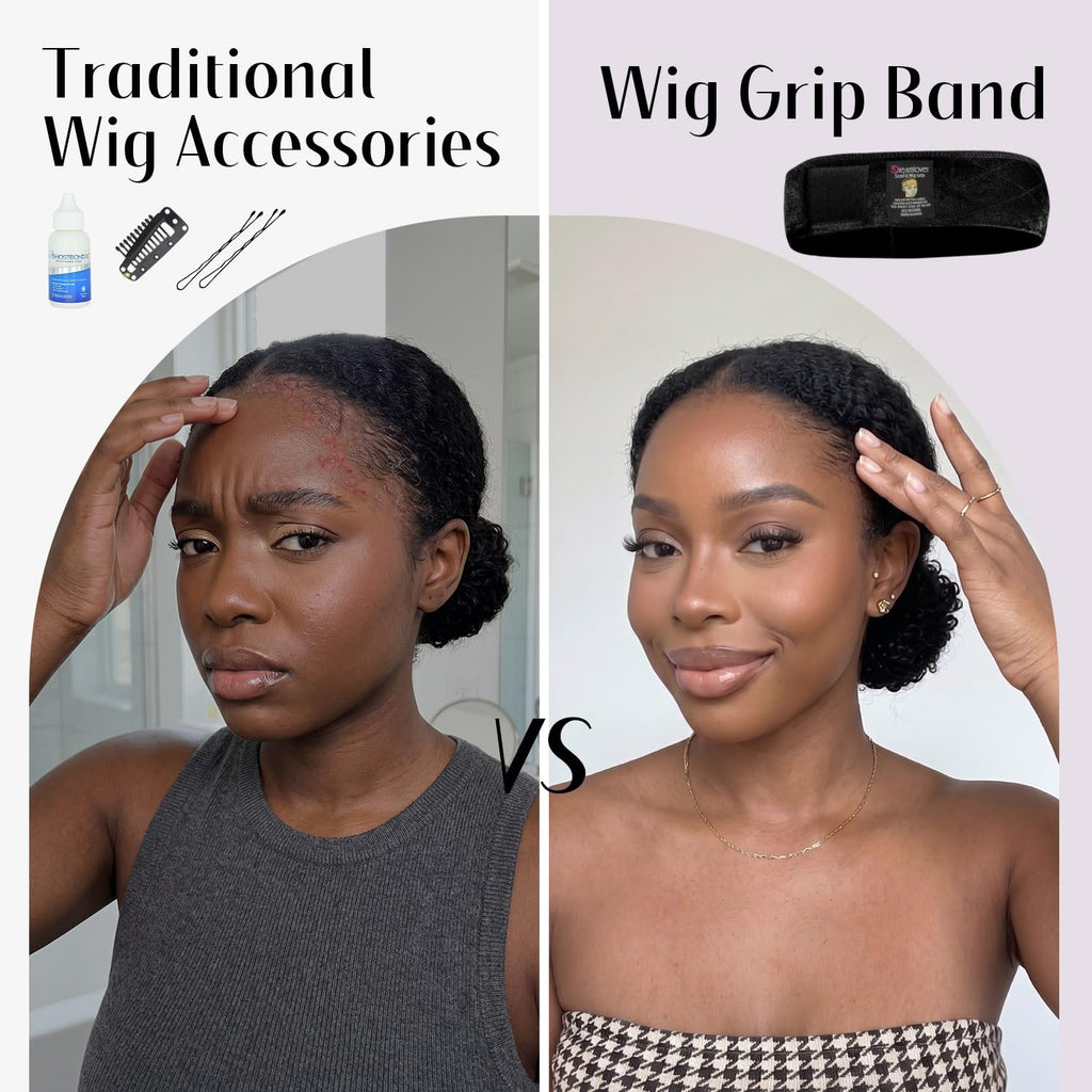 Dreamlover Wig Grip Band, Non-Slip 2 PCS Adjustable Headband for Wigs, Nude