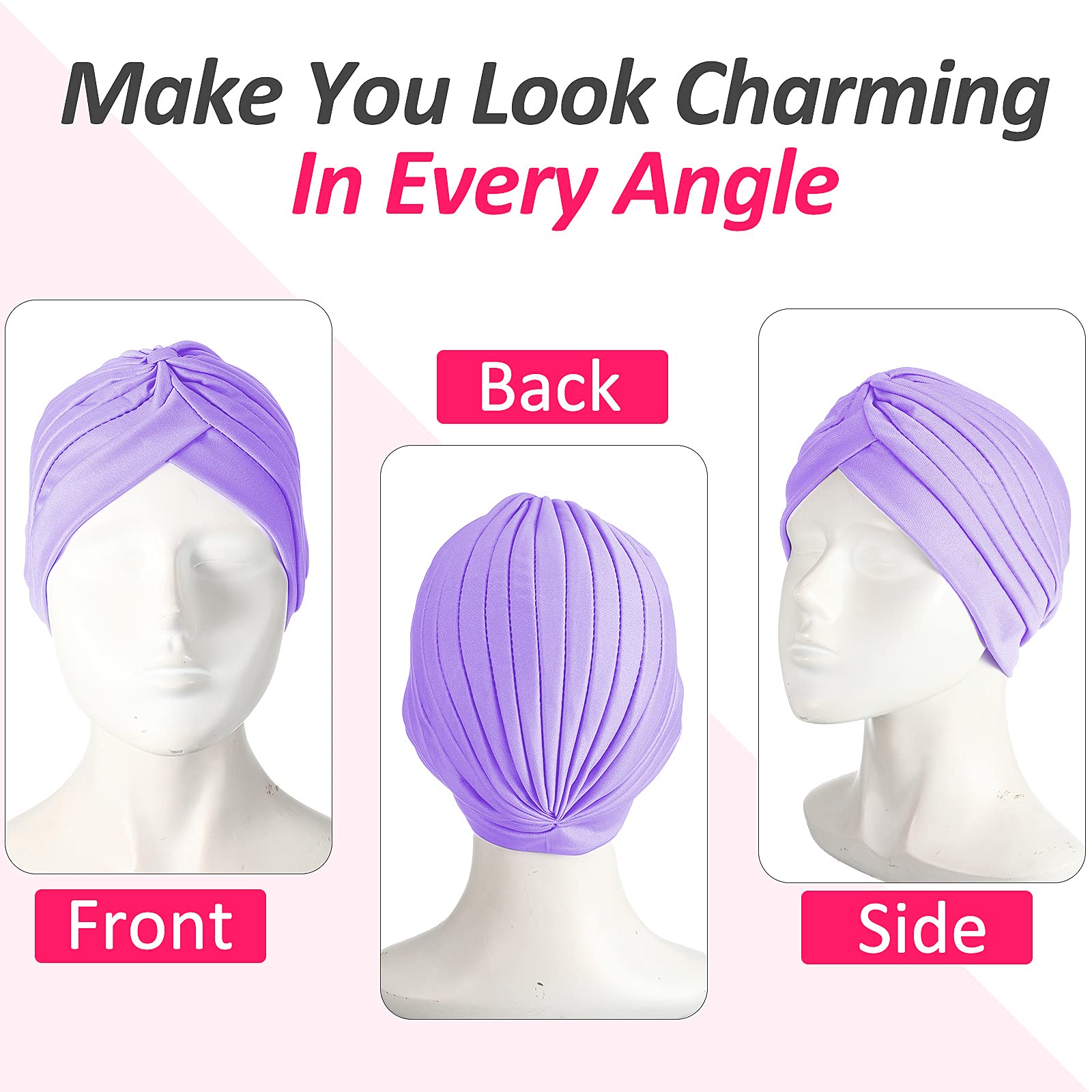 Syhood 22 Pieces Stretch Turbans Chemo Head Wrap Cancer Head Beanie Twisted Turban Cap Cover Hats for Women