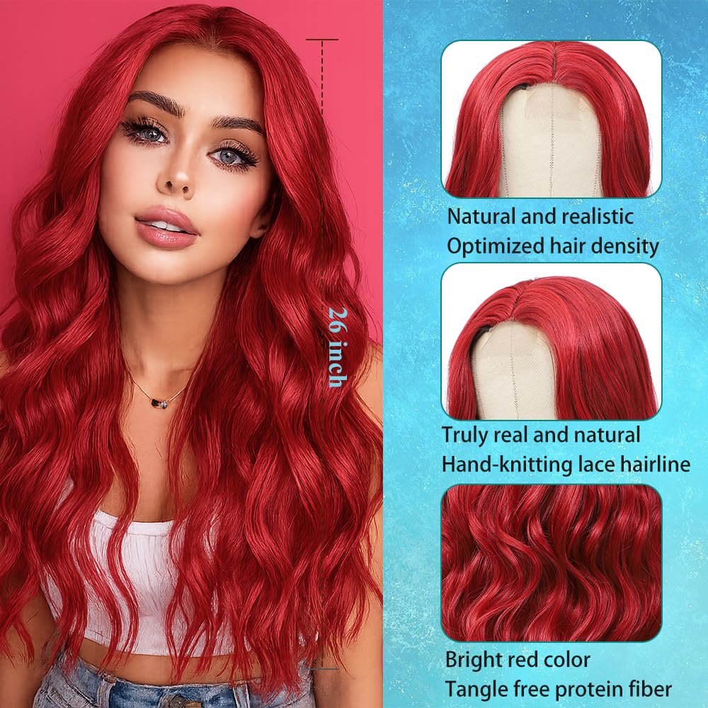 HMHIFI Blonde Wig for Women,26 Inch Long Wavy Curly Middle Part Hair