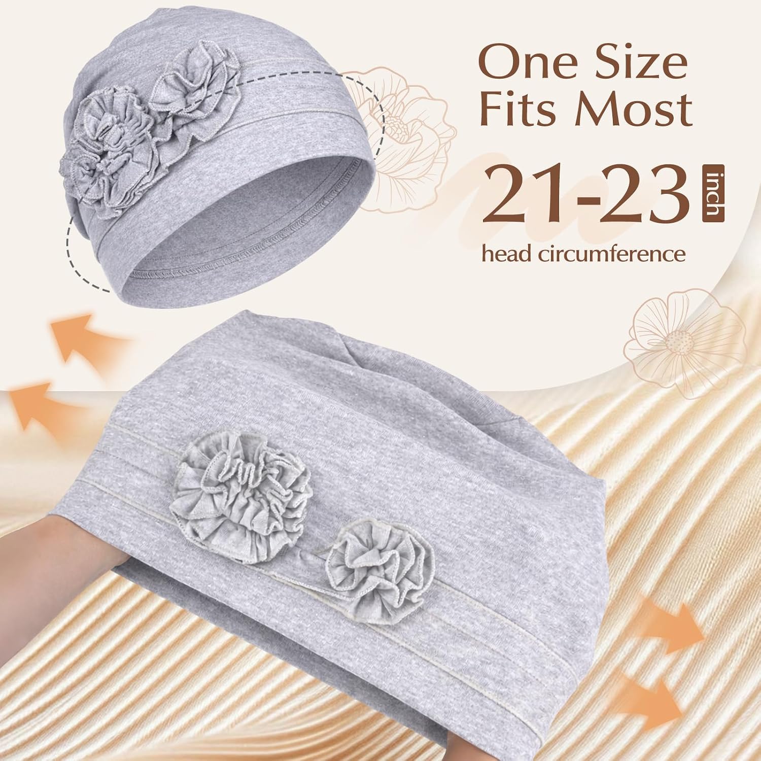 4 Pcs Stylish Cotton Chemo Headwear for Women, Soft Chemo Hats for Hair Loss