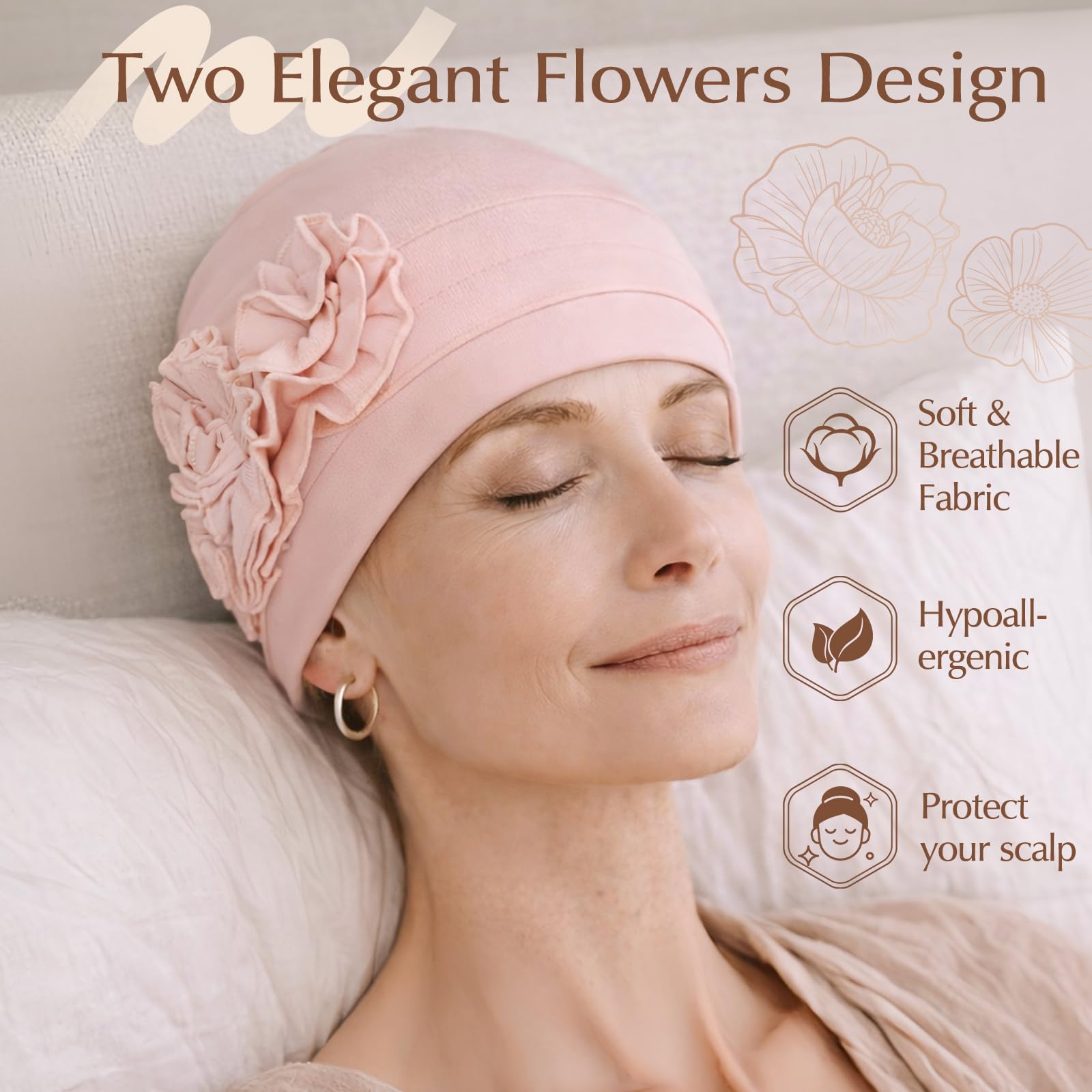 4 Pcs Stylish Cotton Chemo Headwear for Women, Soft Chemo Hats for Hair Loss