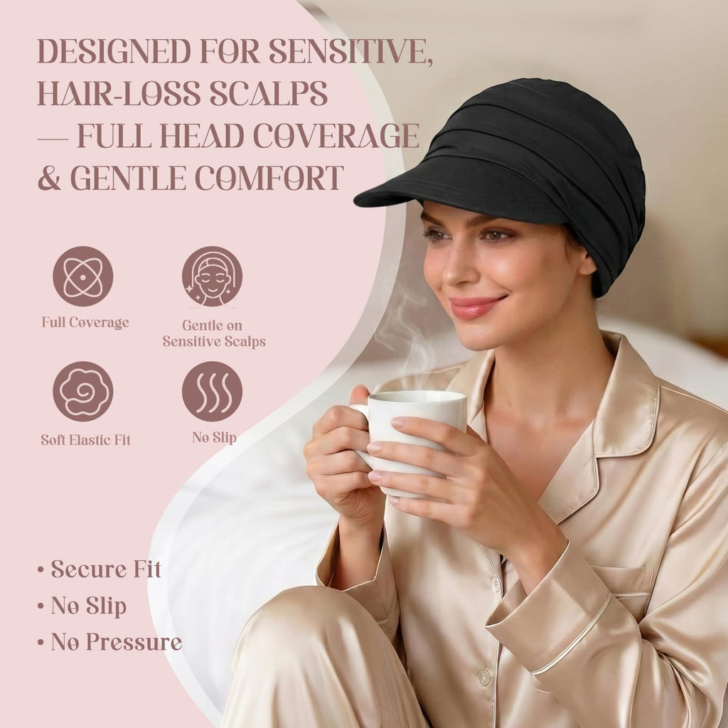 4 Pcs Stretch Chemo Headwear for Women, Soft Cancer Headwear, Viscose Newsboy Cap Elastic Cancer Hat for Hair Loss