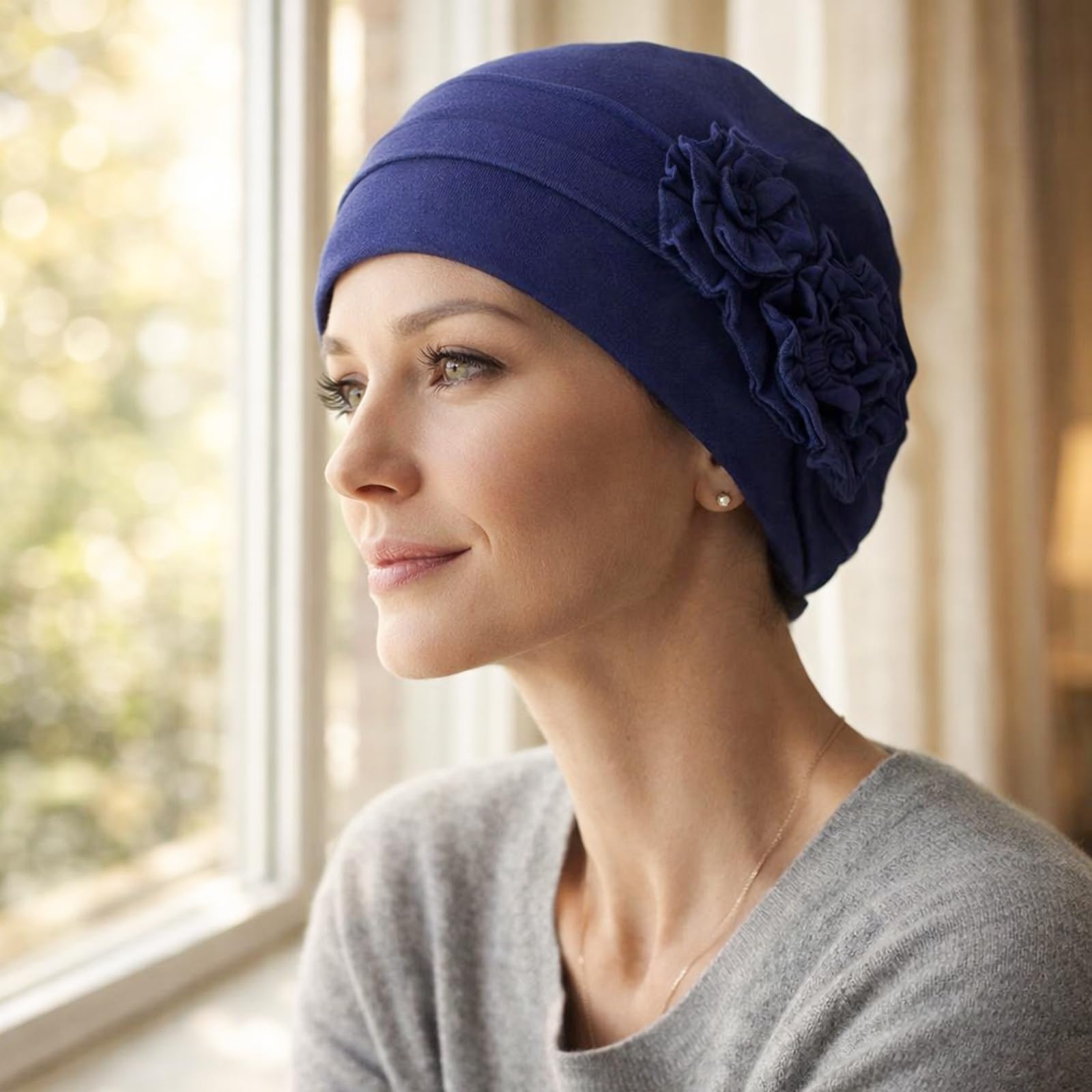4 Pcs Stylish Cotton Chemo Headwear for Women, Soft Chemo Hats for Hair Loss