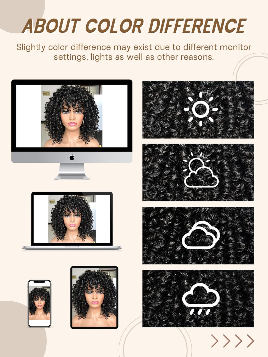 Curly Afro Wigs for Black Women Kinky Curly Wig with Bangs Synthetic Fiber Natural Looking Glueless Hair for Daily Wear