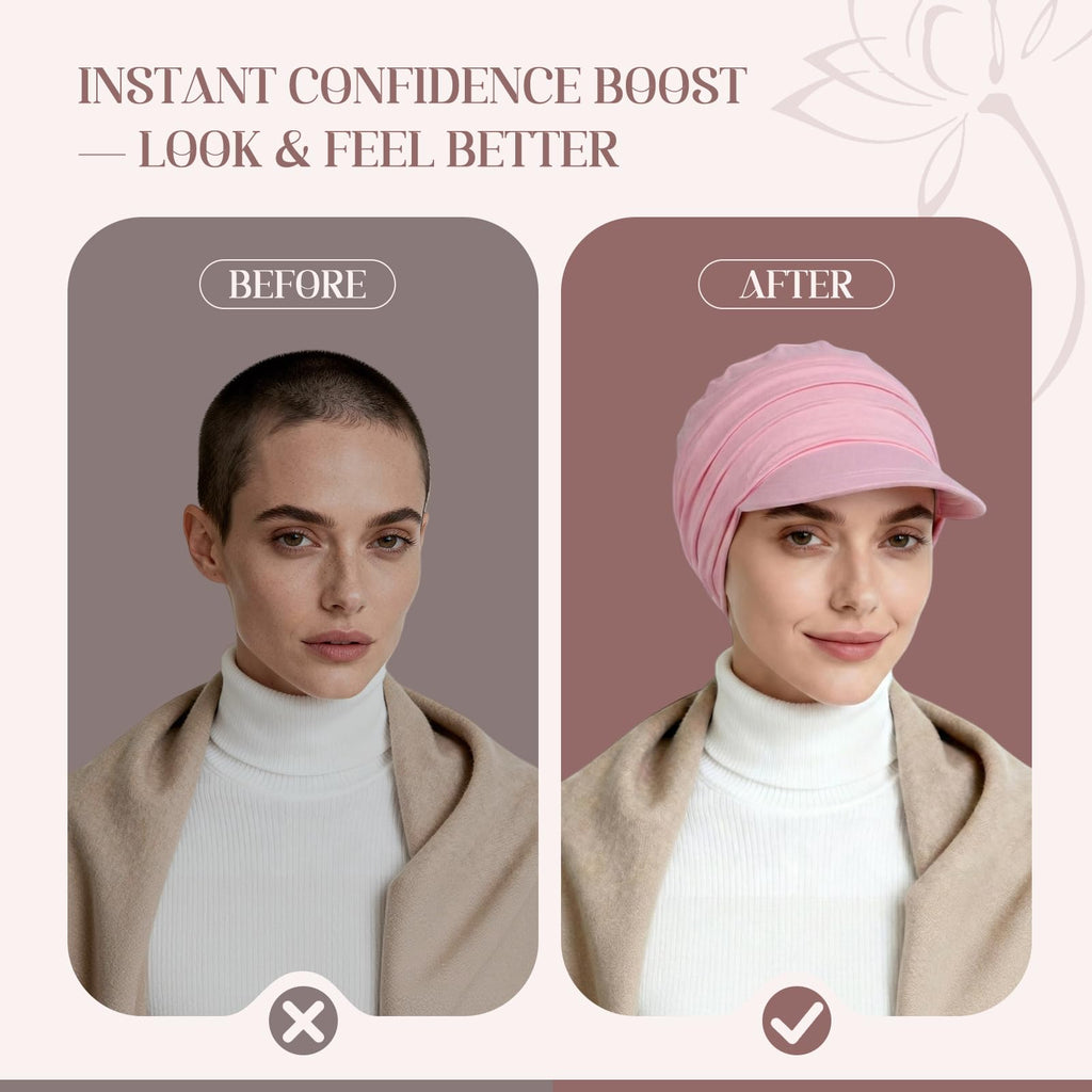 4 Pcs Stretch Chemo Headwear for Women, Soft Cancer Headwear, Viscose Newsboy Cap Elastic Cancer Hat for Hair Loss