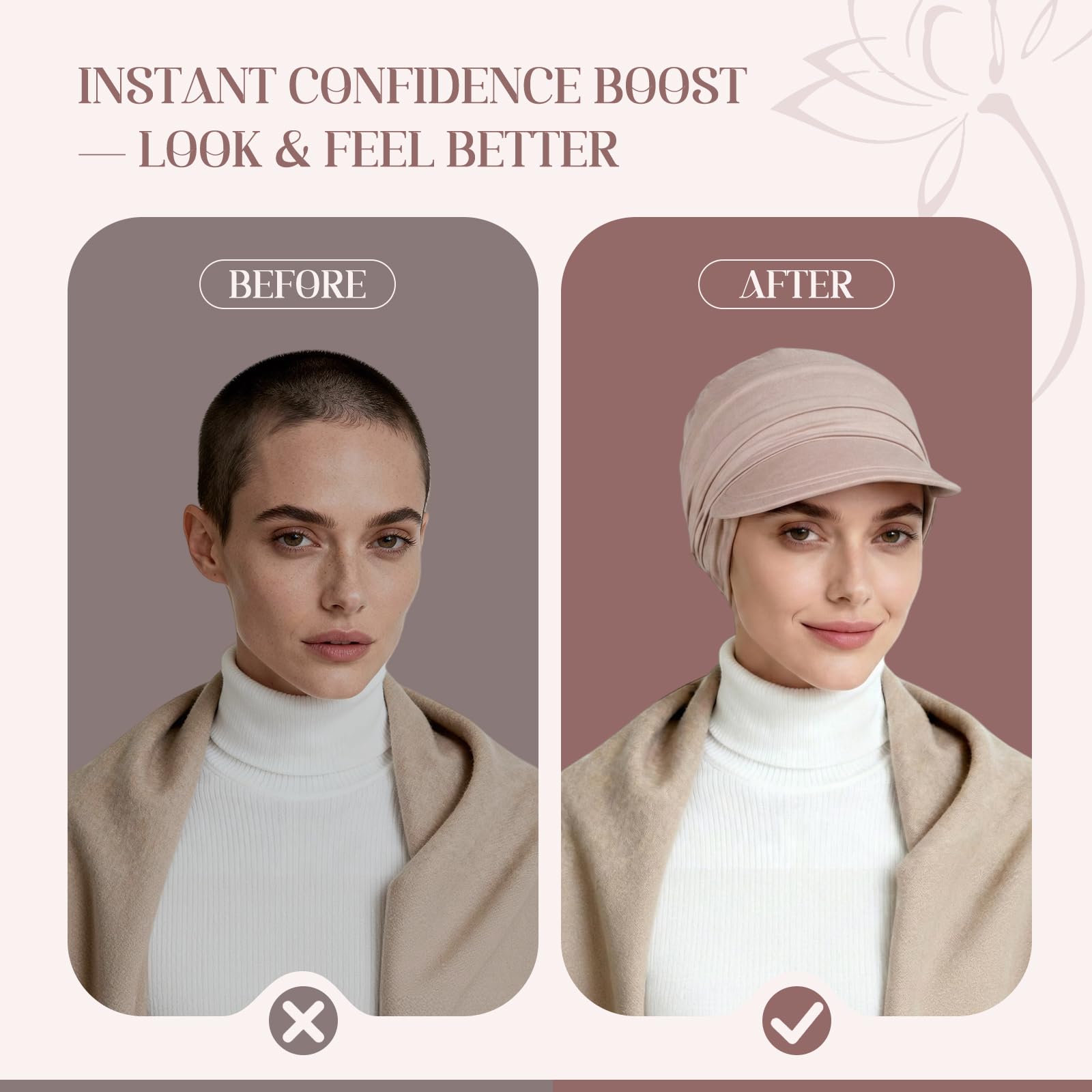 4 Pcs Stretch Chemo Headwear for Women, Soft Cancer Headwear, Viscose Newsboy Cap Elastic Cancer Hat for Hair Loss