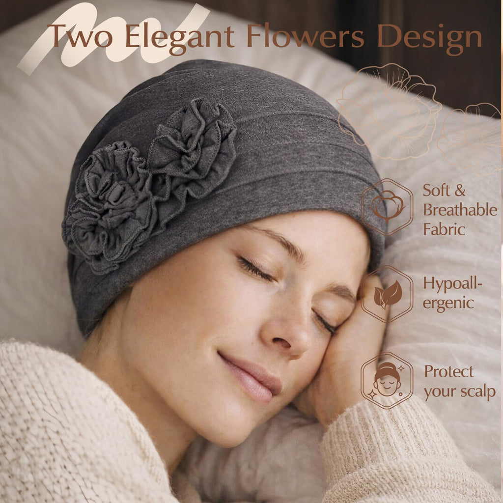 4 Pcs Stylish Cotton Chemo Headwear for Women, Soft Chemo Hats for Hair Loss
