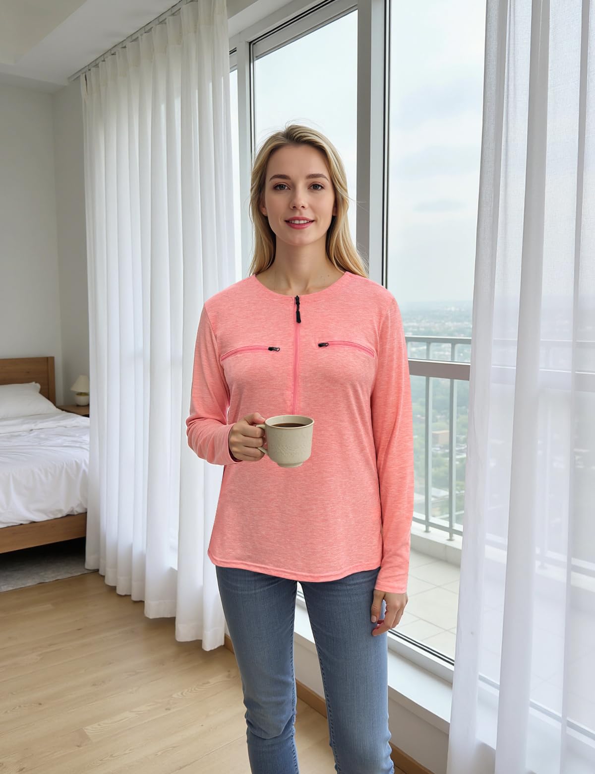 Chemo Port Shirts for Women Long Sleeve Post-Surgery Recovery with 2 Side Snaps Shoulder Surgery & Dialysis Recovery Shirts