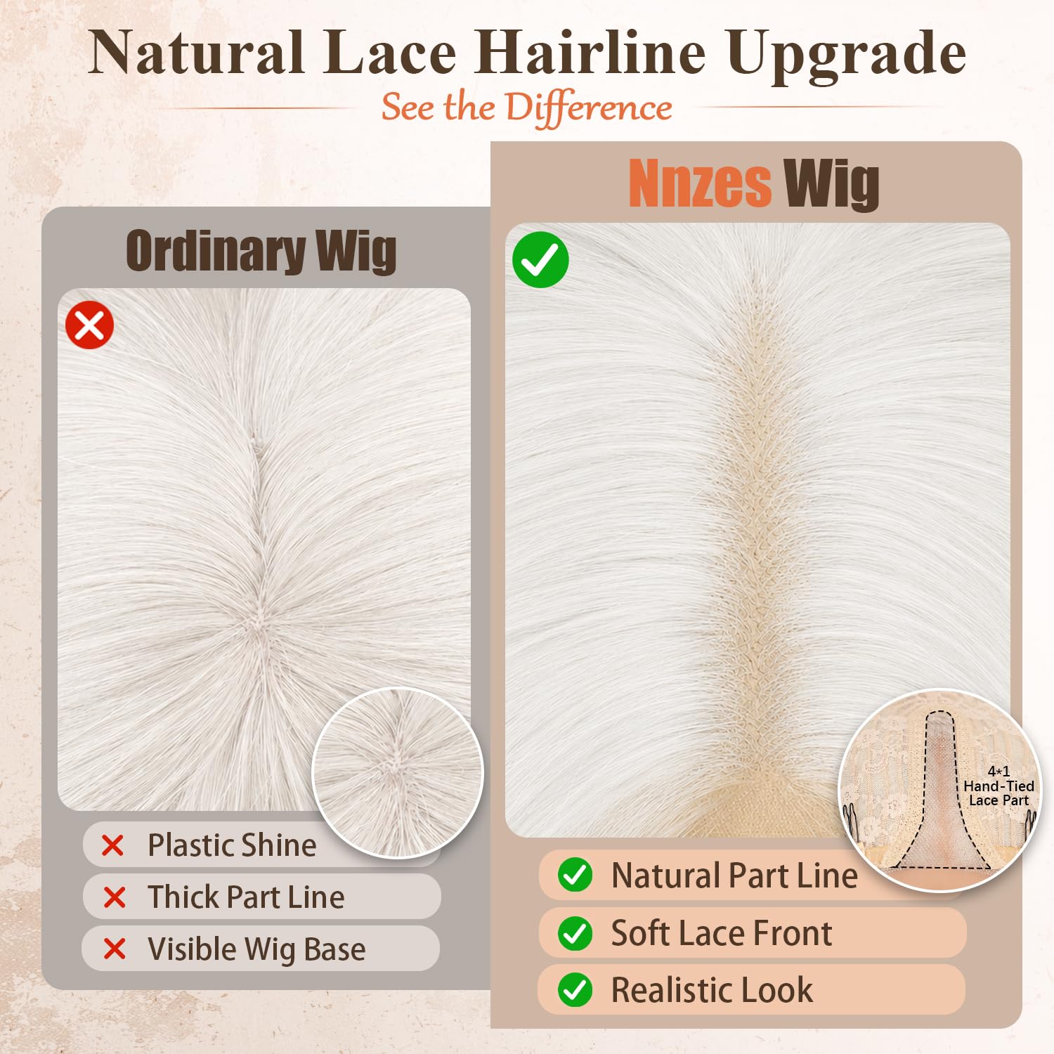 Nnzes Long Brown Mixed Blonde Wavy Wig 4x1 Lace Natural Hairline Middle Part Curly Heat-Resistant Synthetic Fiber for Women & Beginners Daily Party Use 26In
