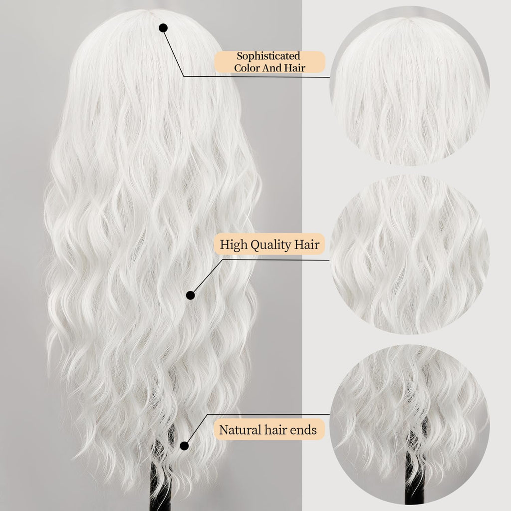 Nnzes Long Brown Mixed Blonde Wavy Wig 4x1 Lace Natural Hairline Middle Part Curly Heat-Resistant Synthetic Fiber for Women & Beginners Daily Party Use 26In