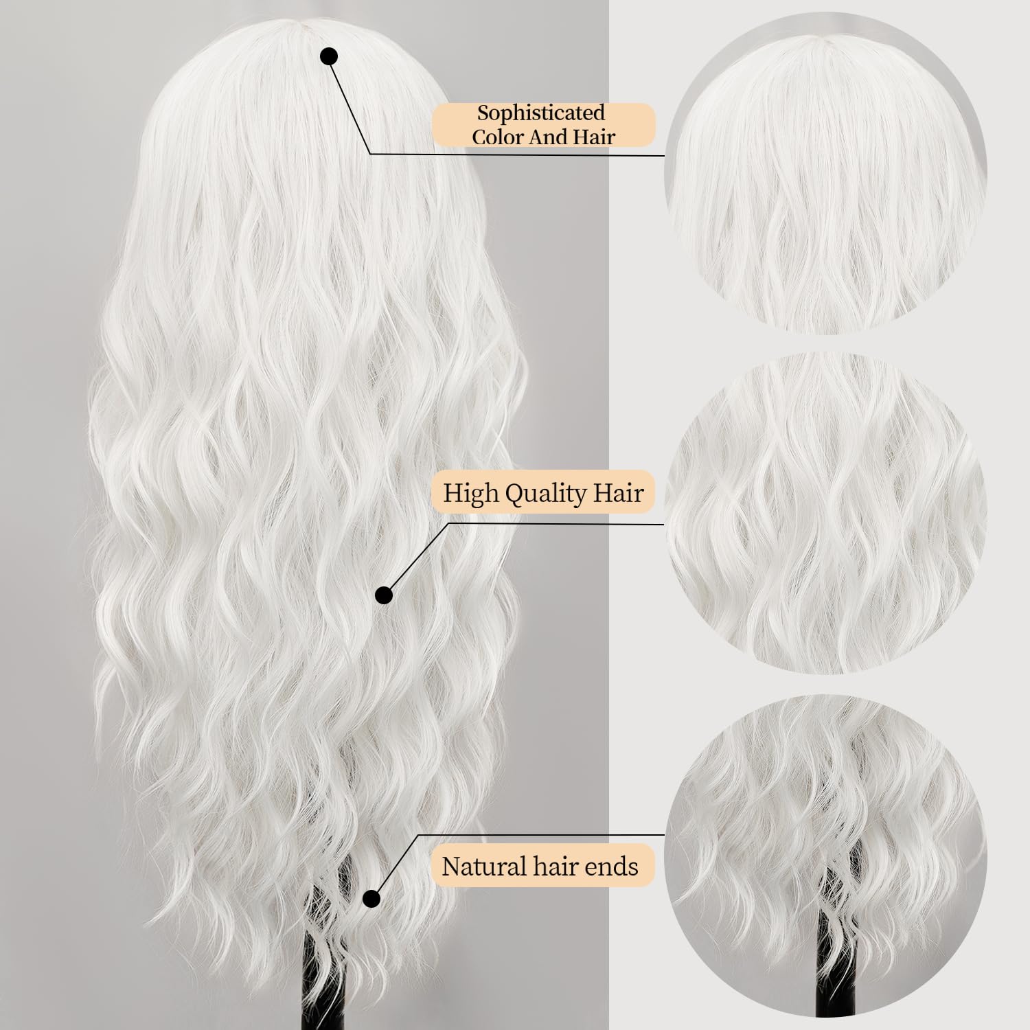 Nnzes Long Brown Mixed Blonde Wavy Wig 4x1 Lace Natural Hairline Middle Part Curly Heat-Resistant Synthetic Fiber for Women & Beginners Daily Party Use 26In